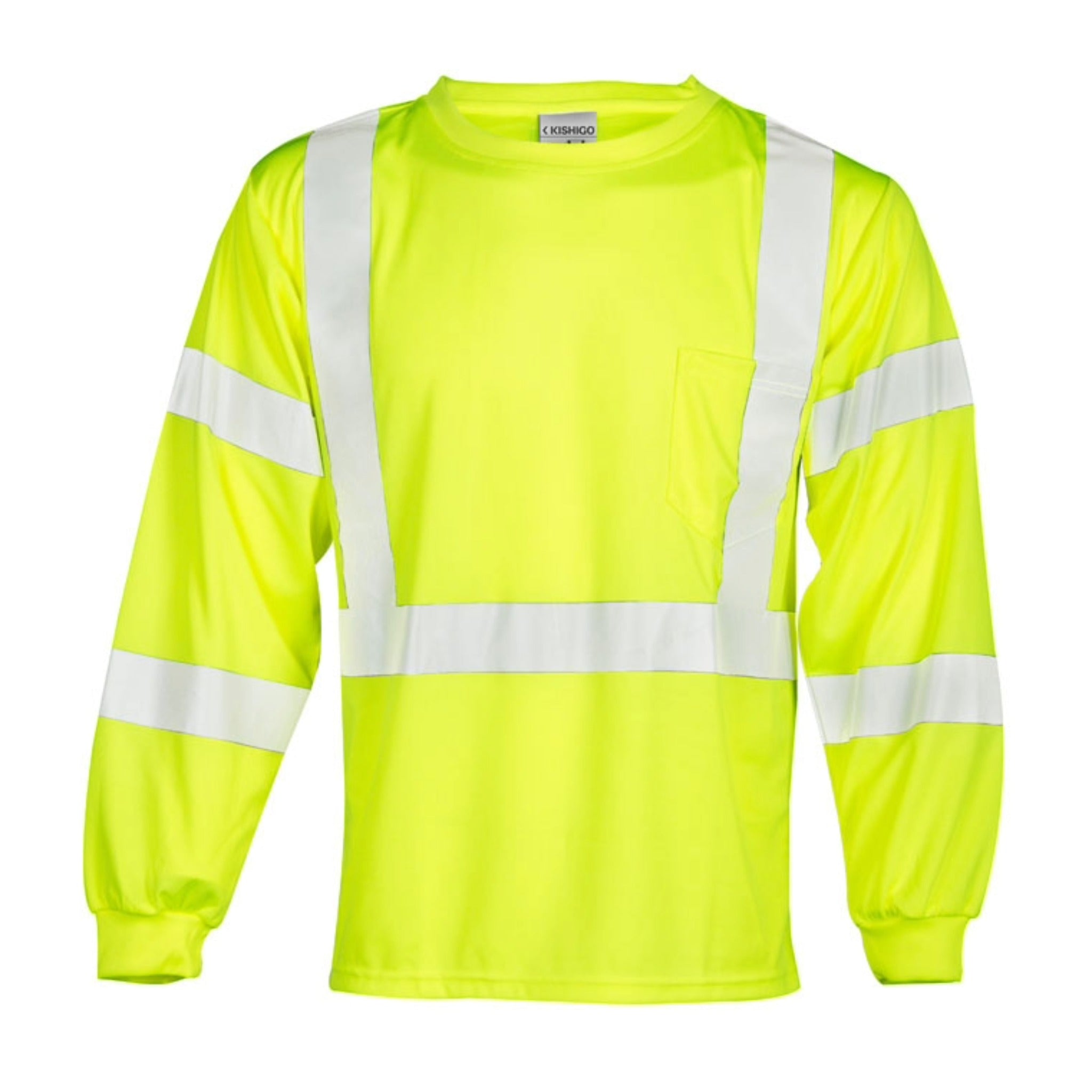 Kishigo 9145 Economy Series Class 3 Long Sleeve Performance T-Shirt, Lime, 1 Each