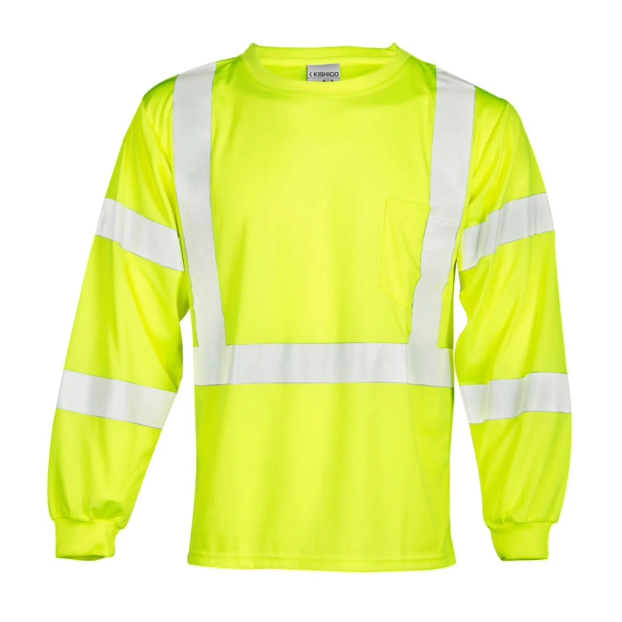 Kishigo 9145 Economy Series Class 3 Long Sleeve Performance T-Shirt, Lime, 1 Each