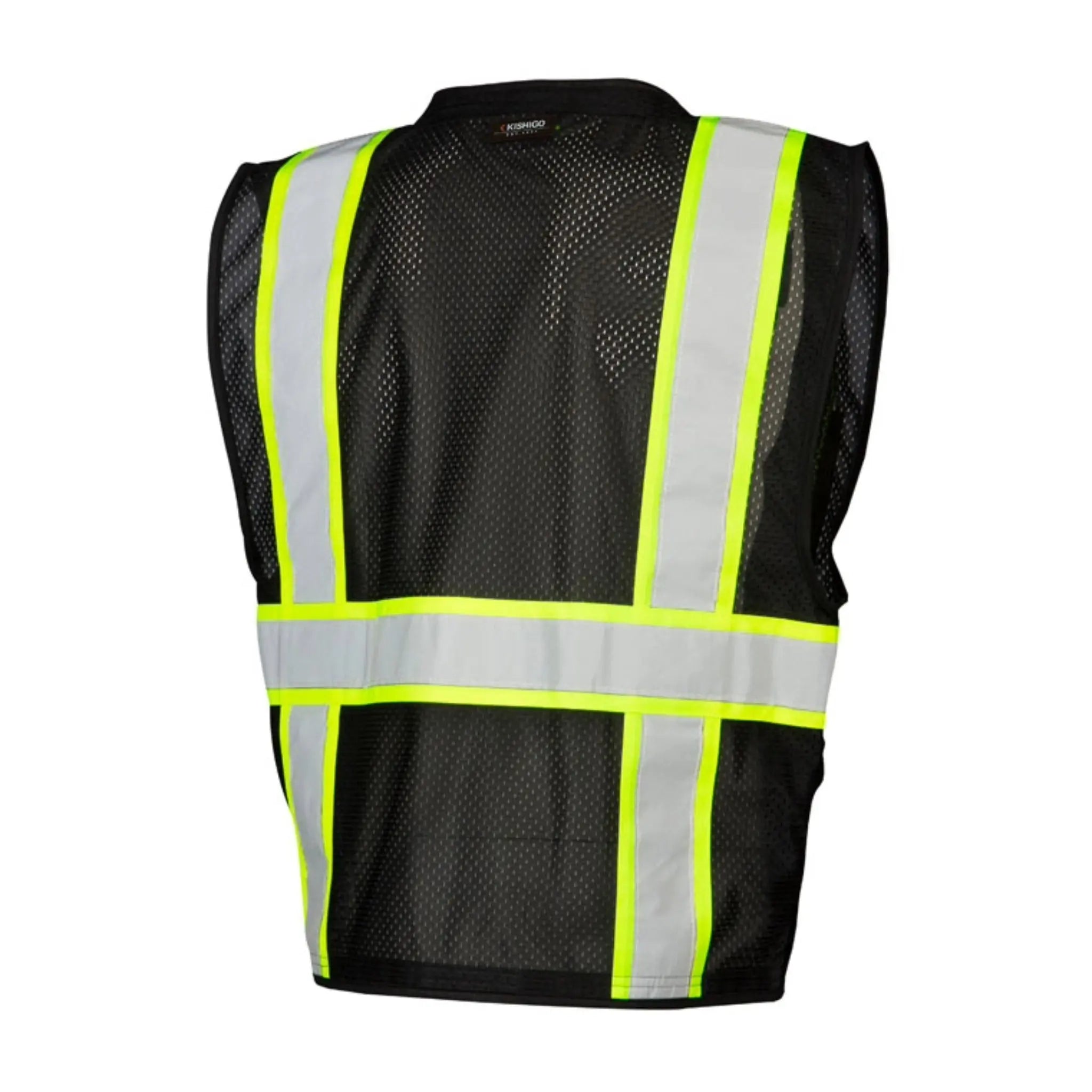 Kishigo B10 Enhanced Visibility Multi Pocket Mesh Vest, Non-ANSI, 1 Each-black-back-angle