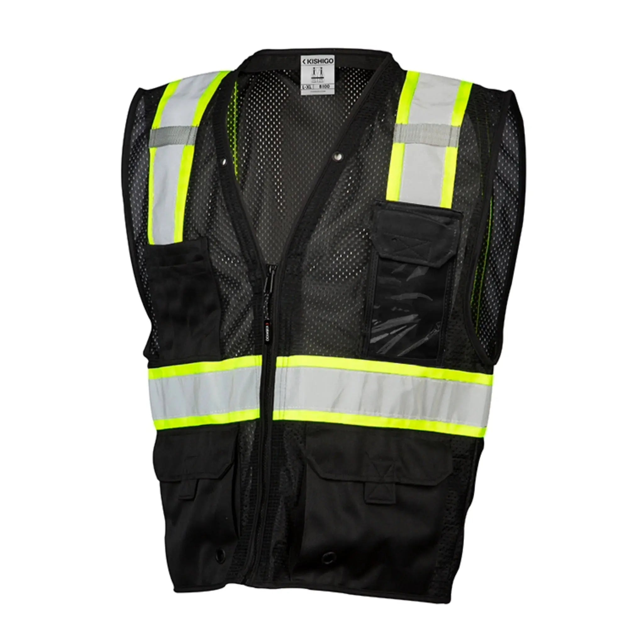 Kishigo B10 Enhanced Visibility Multi Pocket Mesh Vest, Non-ANSI, 1 Each-black-angle