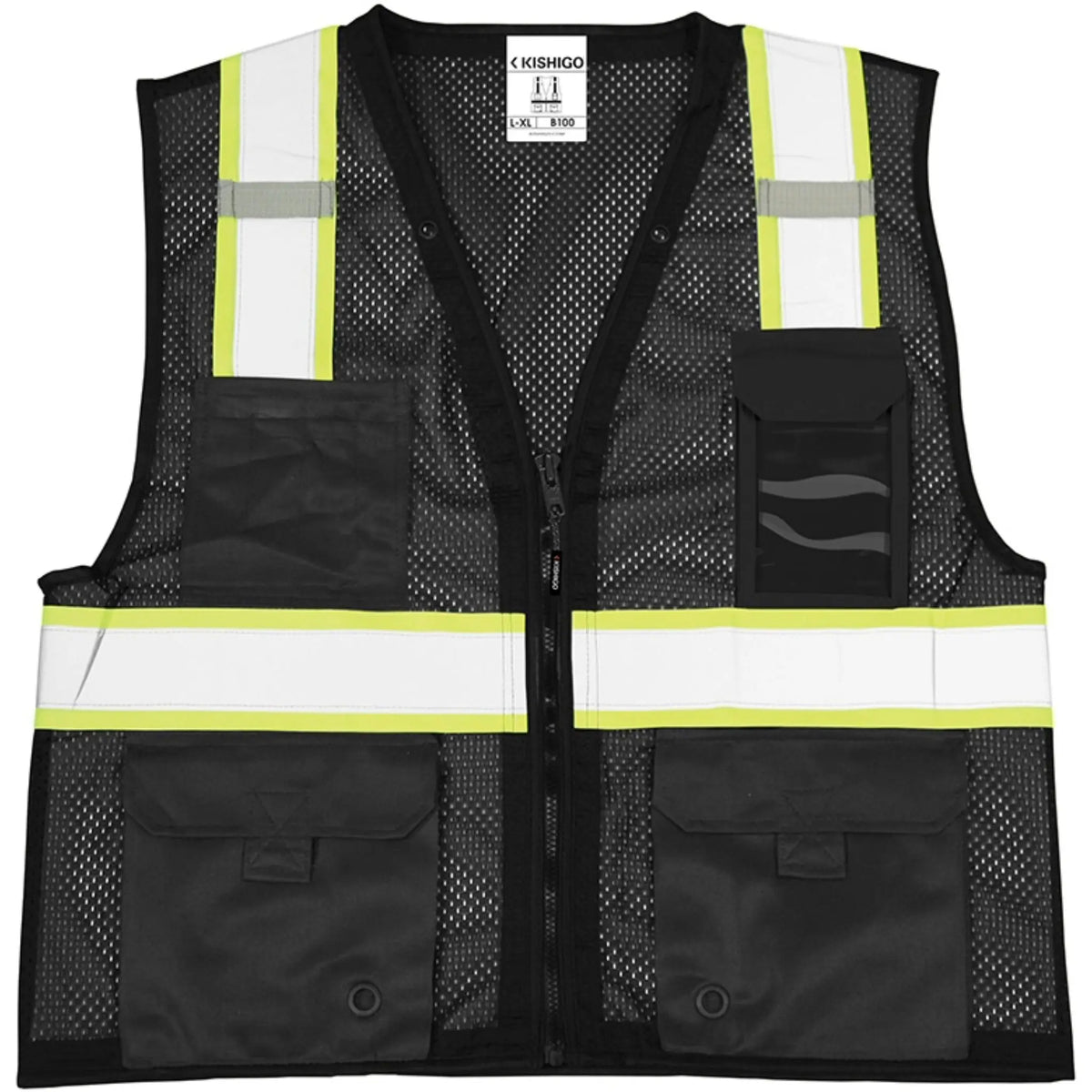 Kishigo B10 Enhanced Visibility Multi Pocket Mesh Vest, Non-ANSI, 1 Each-front-flat