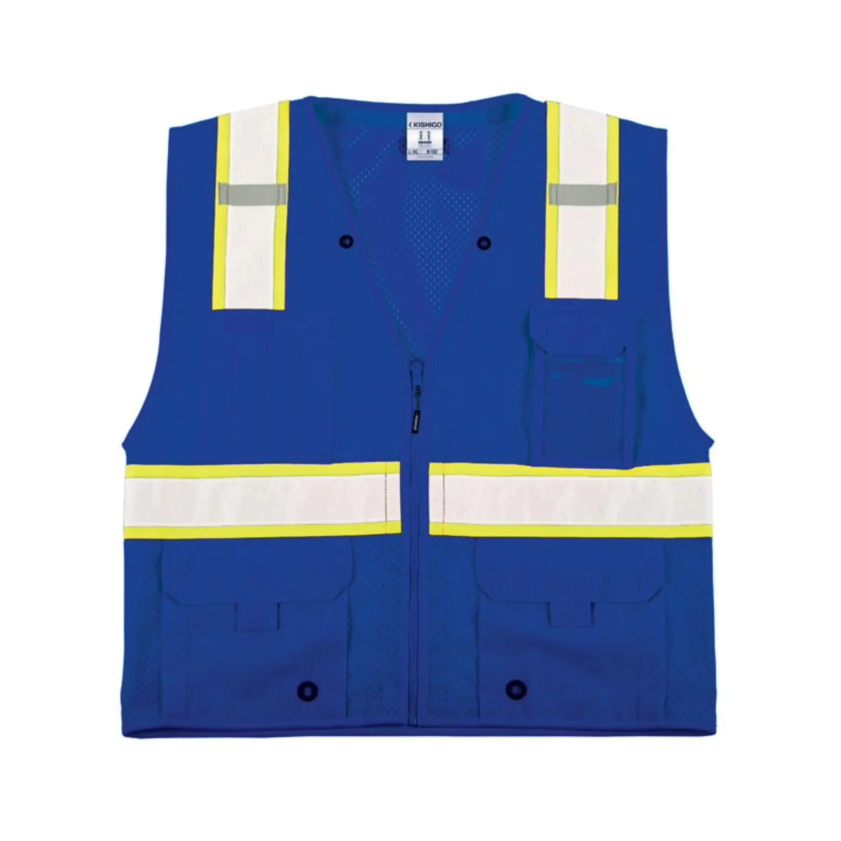 Kishigo B102 Enhanced Visibility Multi Pocket Mesh Vest, Non-ANSI, 1 Each-fat-front