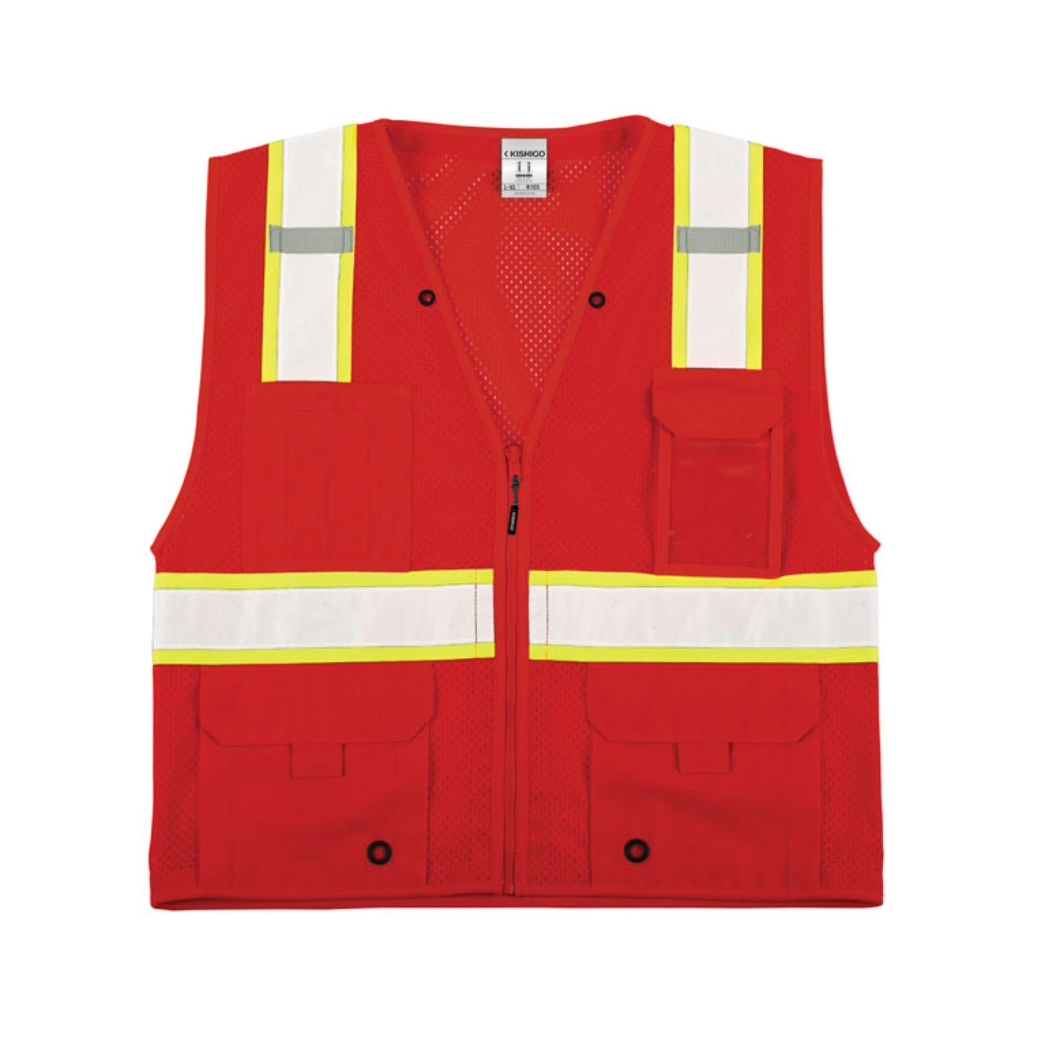 Kishigo B103 Enhanced Visibility Multi Pocket Mesh Vest, Non-ANSI, 1 Each-front-flat