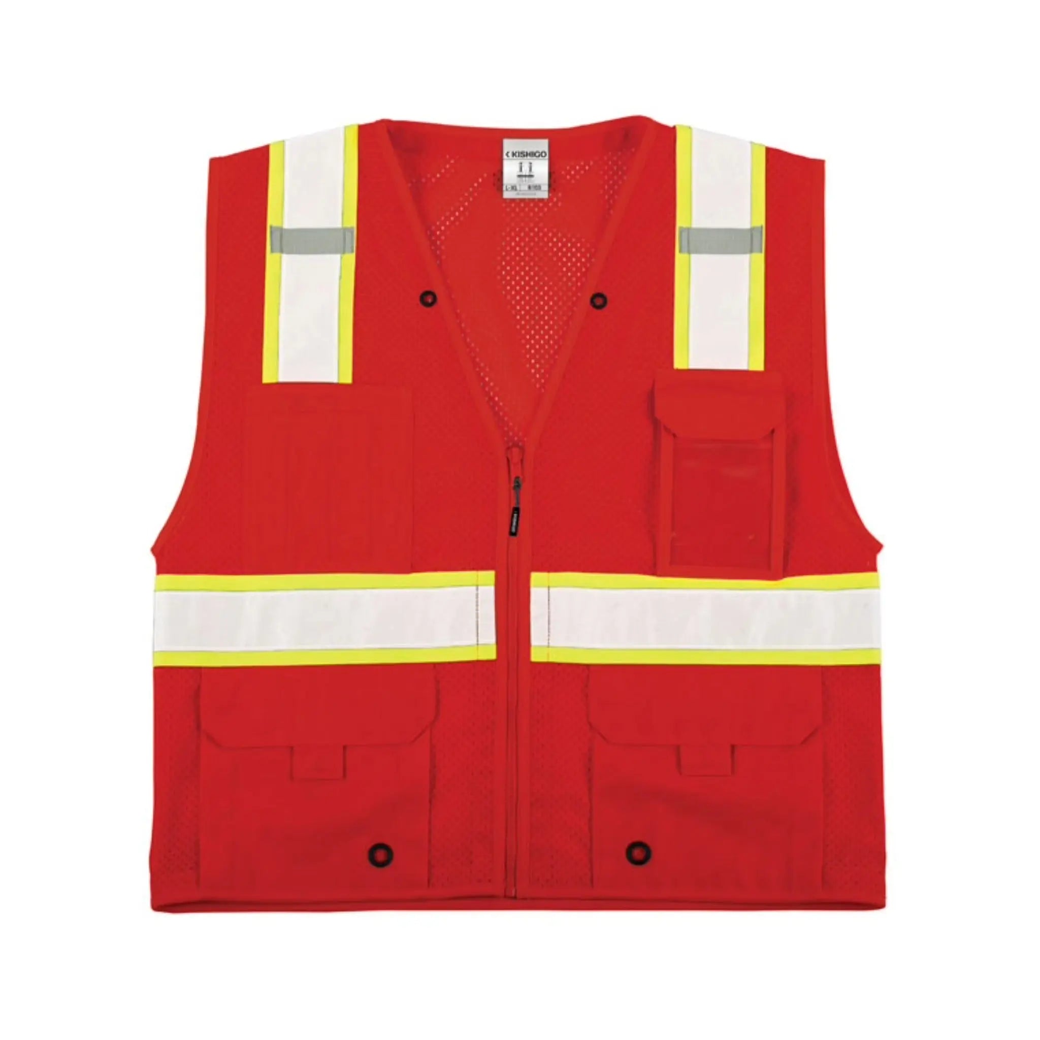 Kishigo B103 Enhanced Visibility Multi Pocket Mesh Vest, Non-ANSI, 1 Each-front-flat