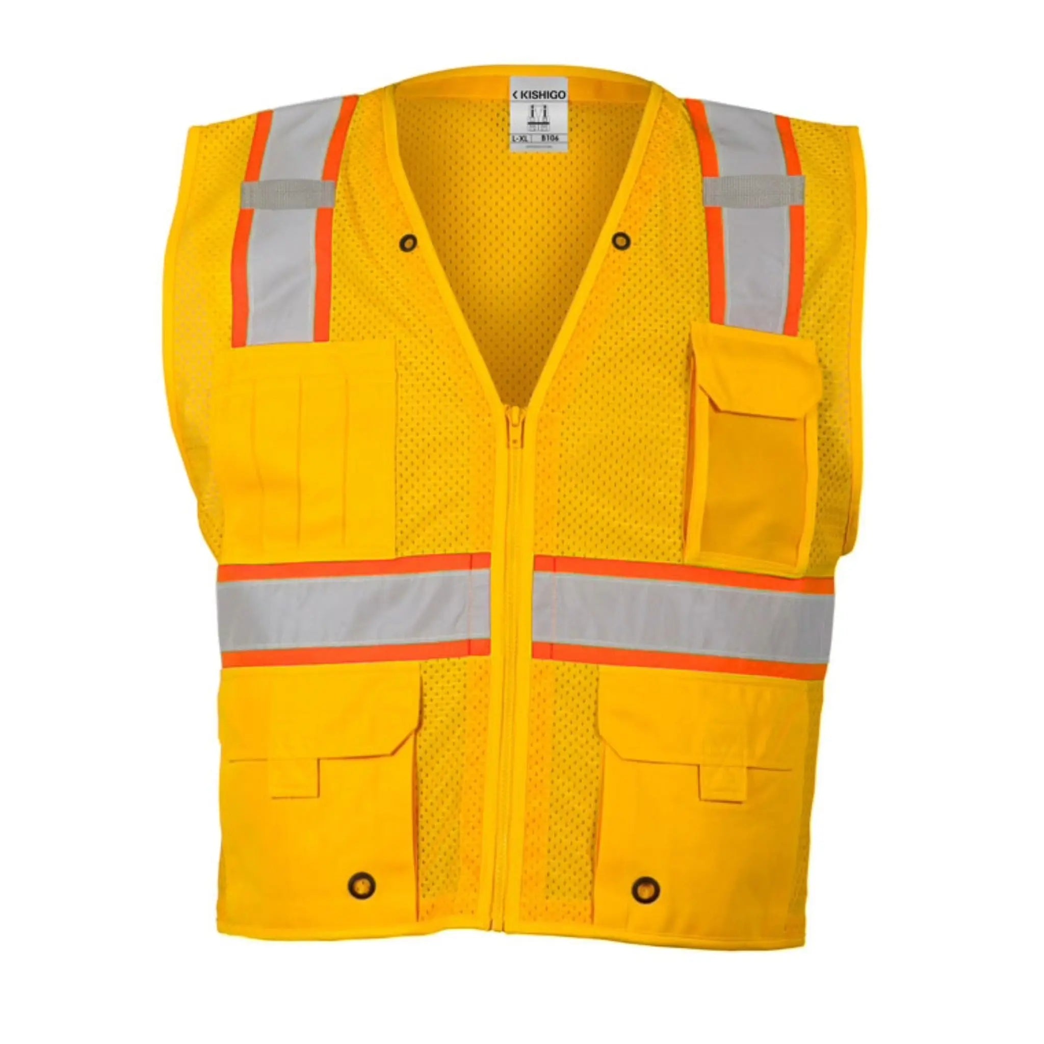 Kishigo B106 Enhanced Visibility Multi Pocket Mesh Vest, Non-ANSI, 1 Each-front