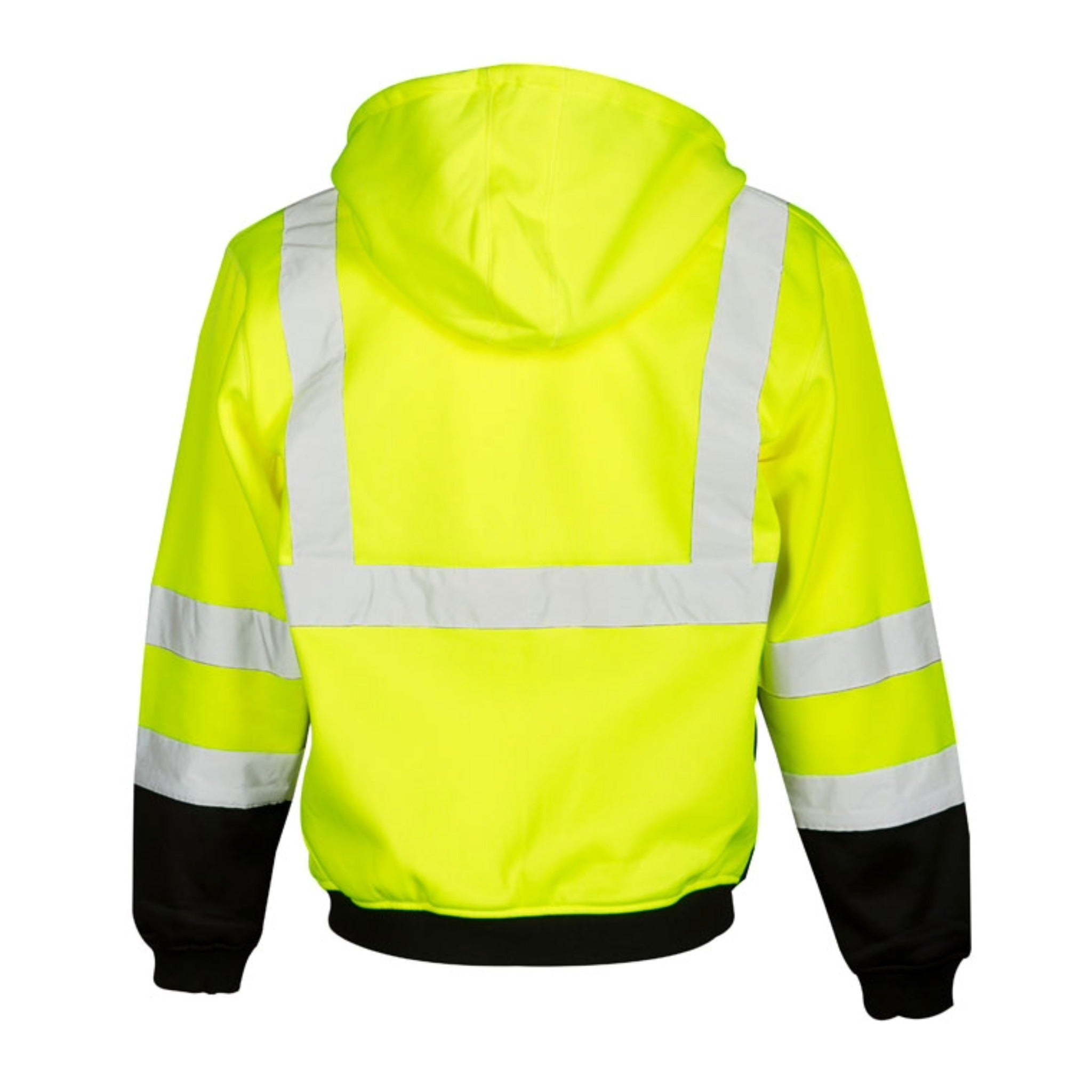 Kishigo JS102 Hoodie Sweatshirt with Zipper, Type R, Class 3, Lime with Black Bottom, 1 Each-Back