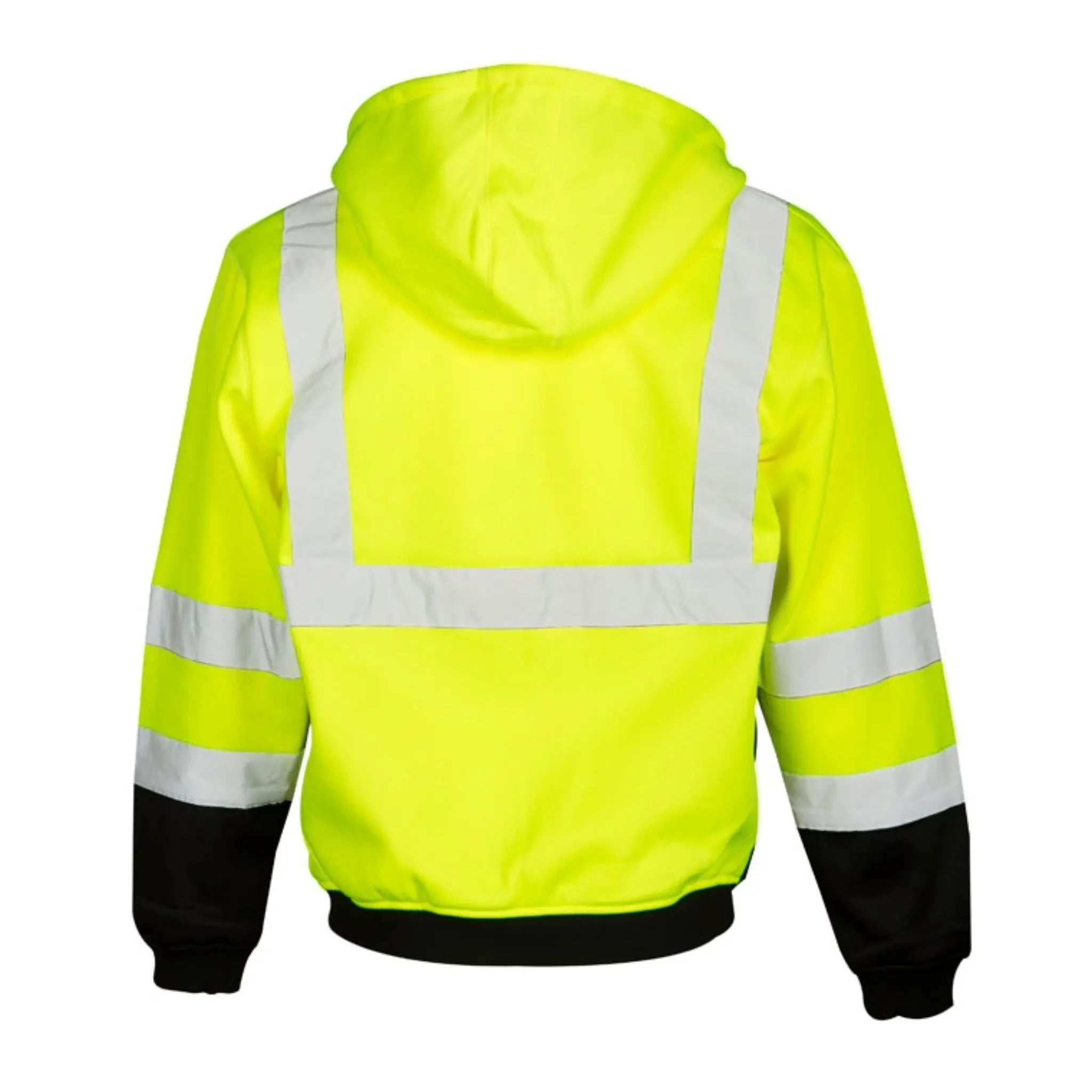 Kishigo JS102 Hoodie Sweatshirt with Zipper, Type R, Class 3, Lime with Black Bottom, 1 Each-Back