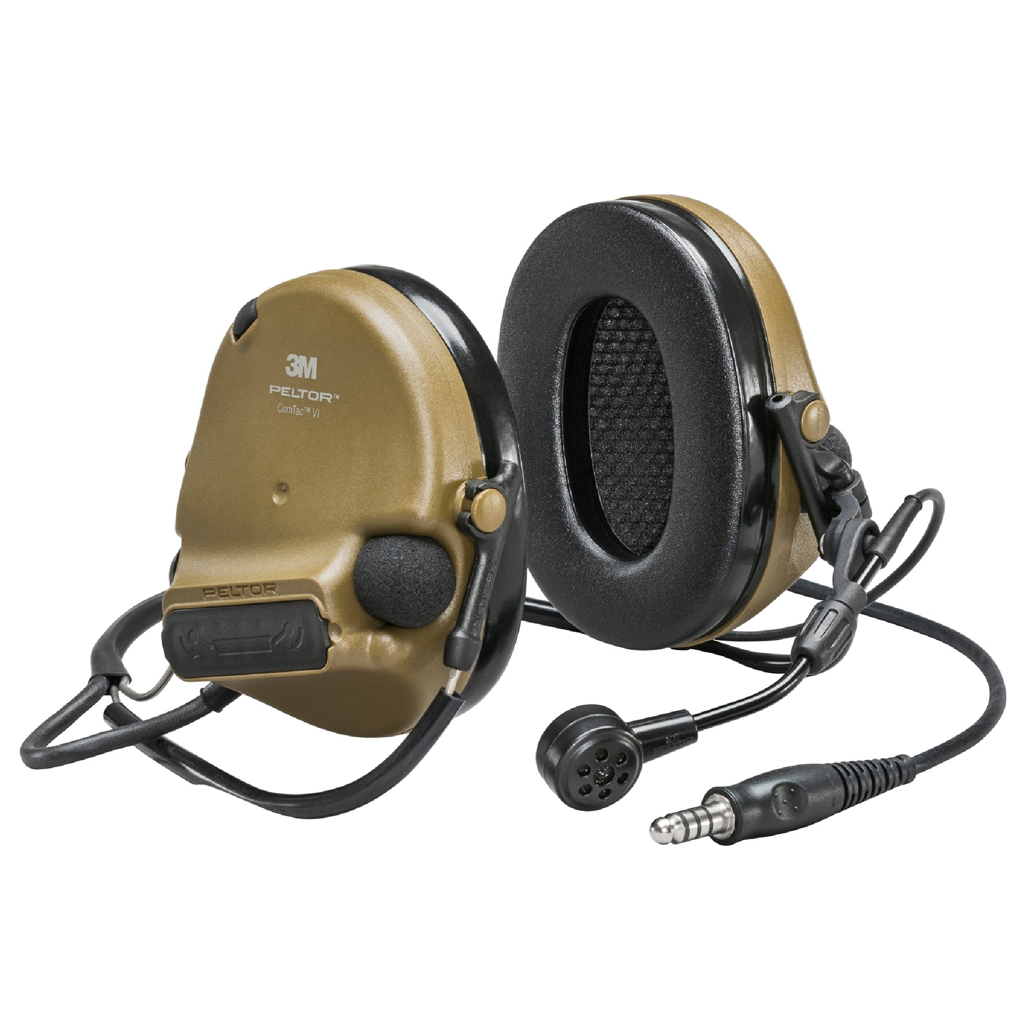 3M PELTOR MT20H682BB-47N CYS ComTac VI NIB Headset, Single Downlead, Neckband, Coyote Brown, 1 Each