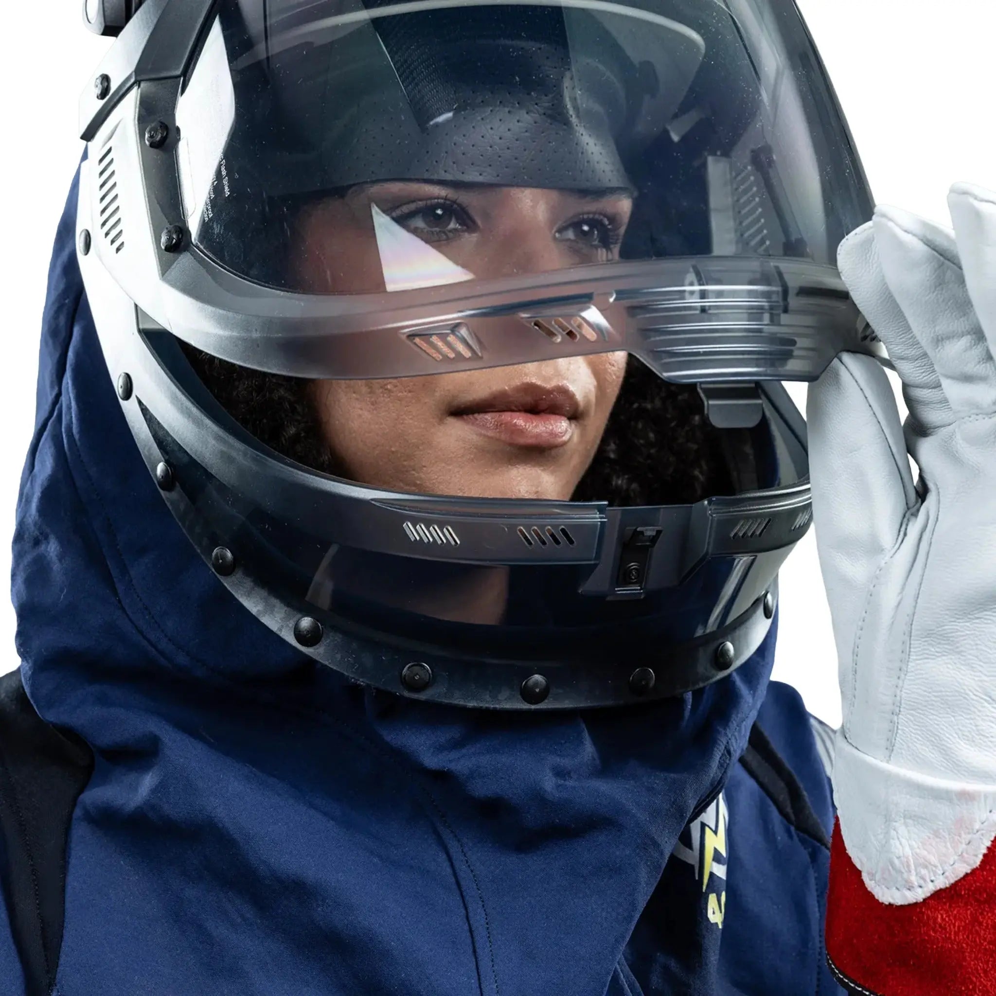 National Safety Apparel ARC40H Enespro AGP 40 Cal Arc Flash Lift Front Hood, Navy, 1 Each