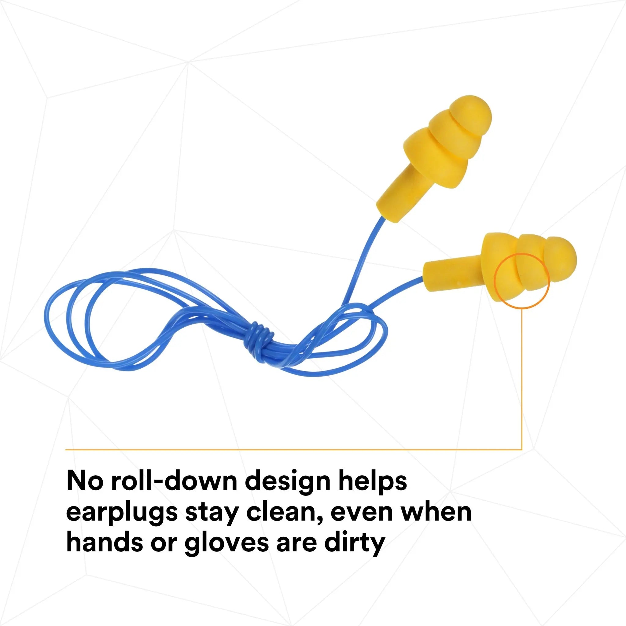 3M E-A-R UltraFit 340-4004 Elastomeric Polymer Corded Earplugs, Yellow, No roll down design