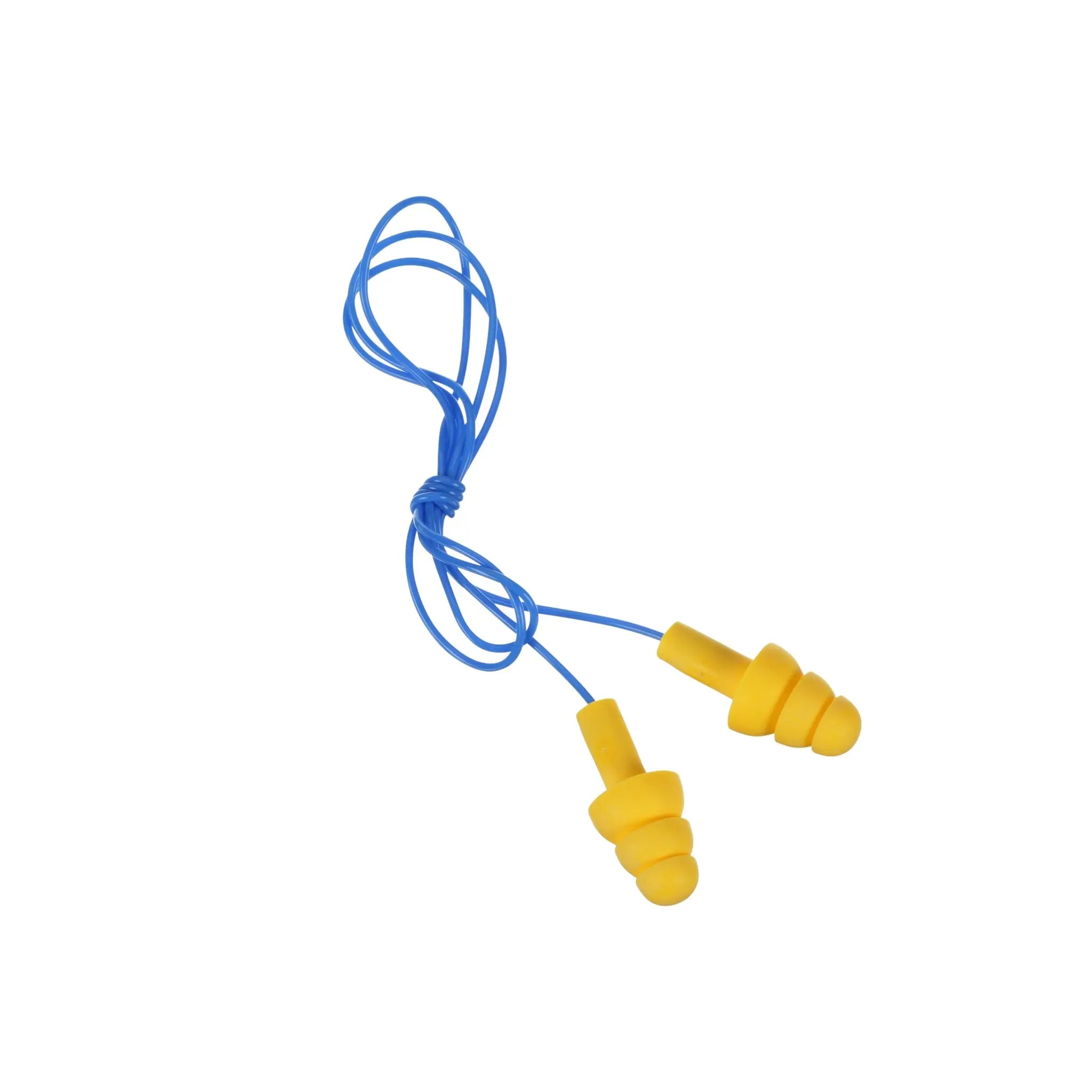 3M E-A-R UltraFit 340-4004 Elastomeric Polymer Corded Earplugs, Yellow, Box of 100 Pairs