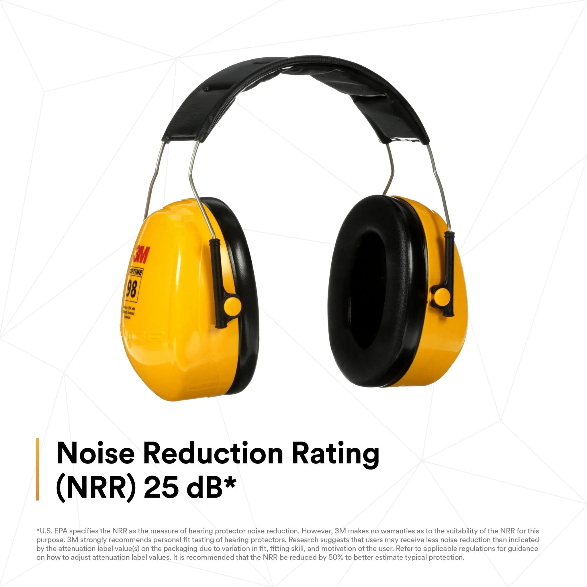 3M PELTOR H9A Optime 98 Over-the-Head Earmuffs, NRR 25 dB