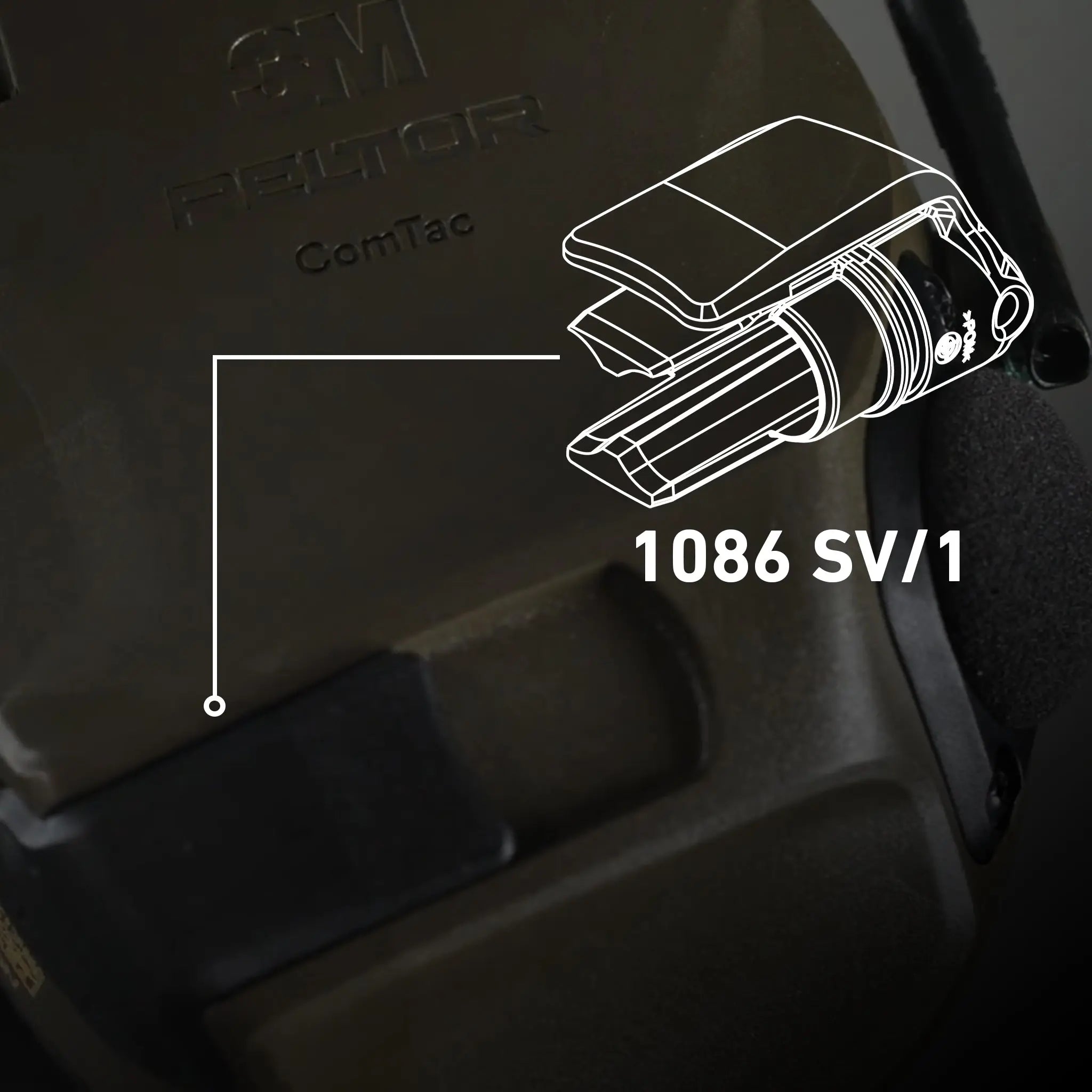 3M PELTOR ComTac 1086 SV/1 VII,VIII, IX Battery Lid, Close Up View