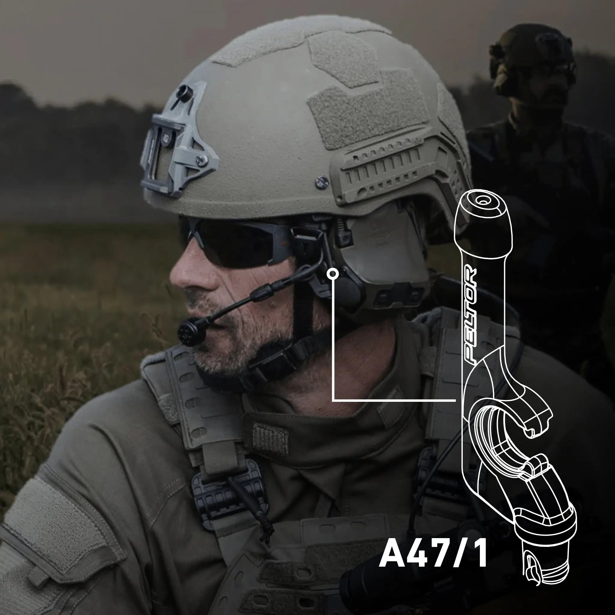 3M PELTOR ComTac A47/1 VII,VIII, IX Microphone Guide, Side View