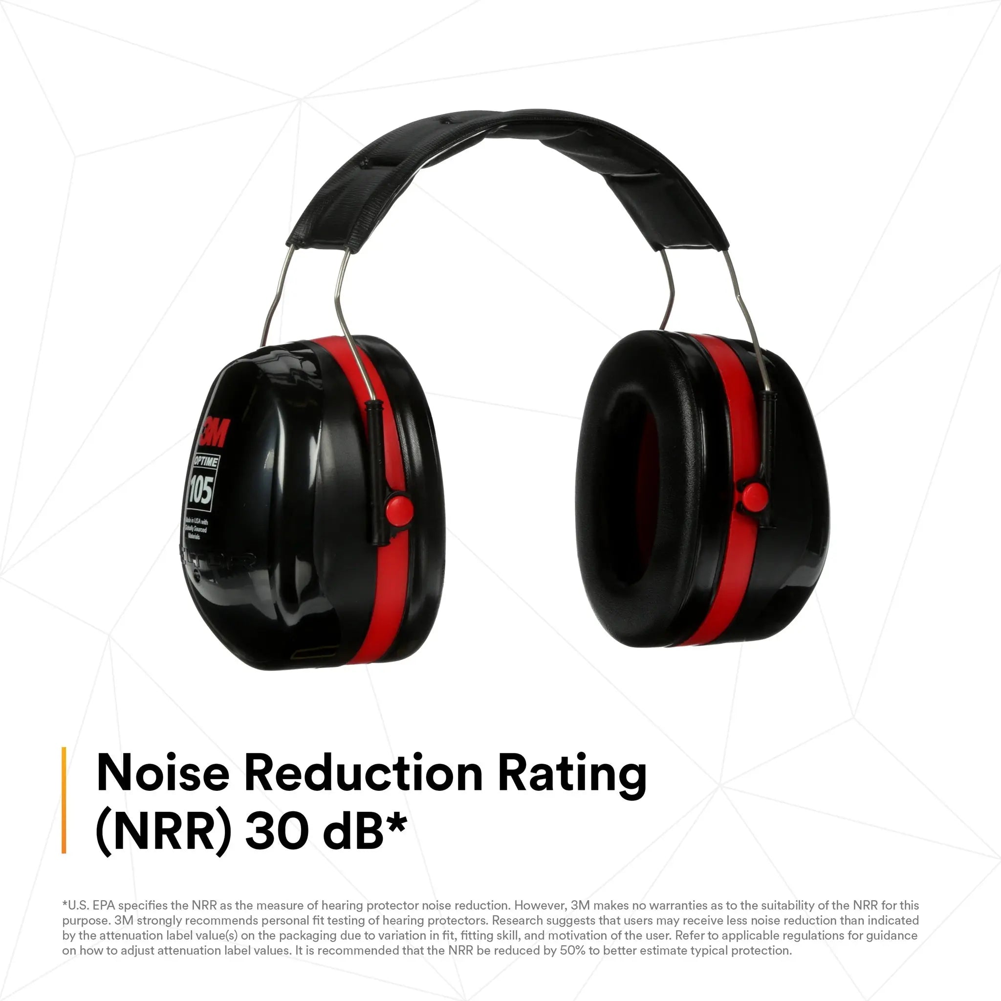 3M Peltor H10A Optime 105 Over-the-Head Earmuffs, Black, NRR 30 dB