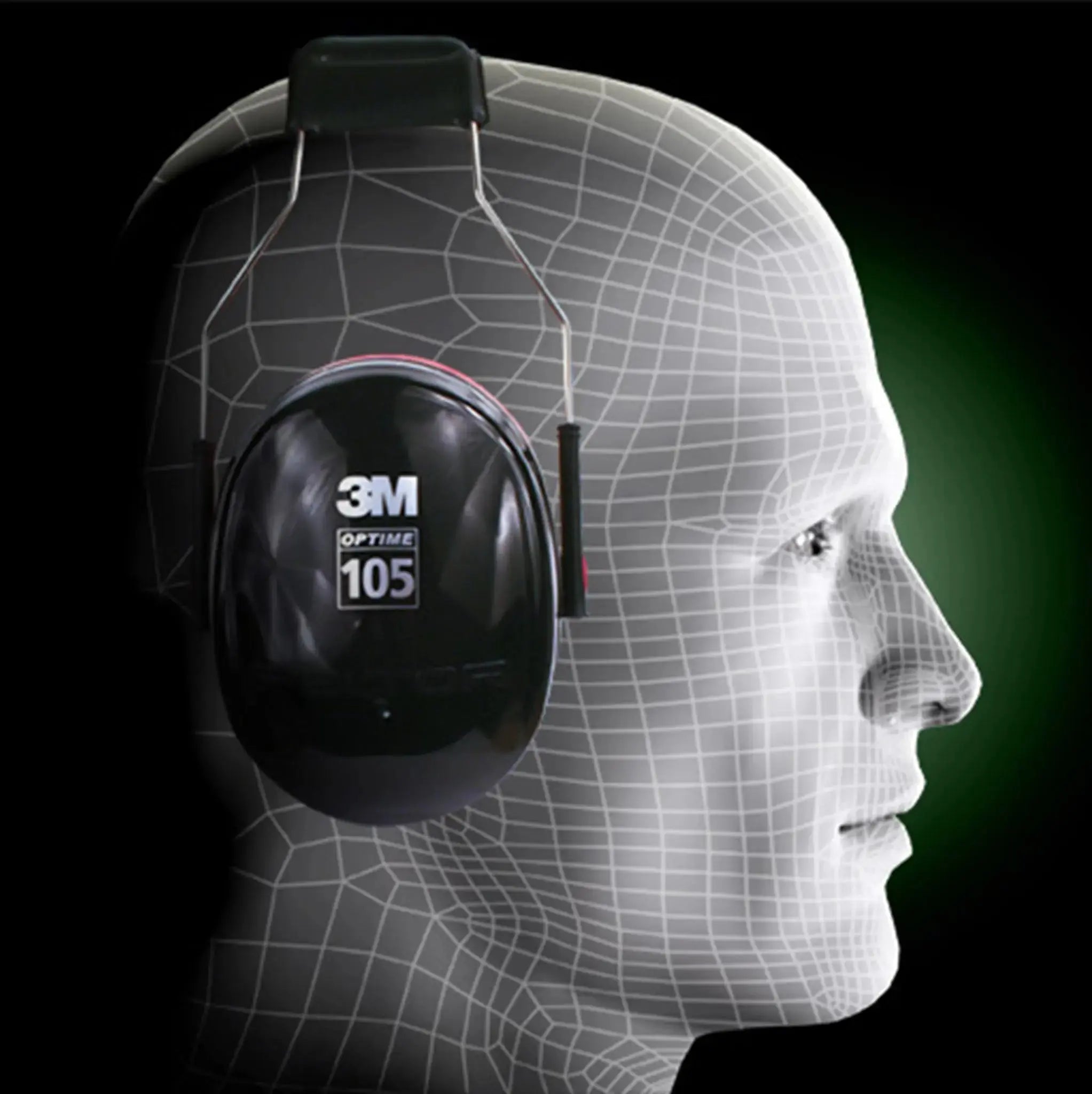 3M Peltor H10A Optime 105 Over-the-Head Earmuffs, Black, Side