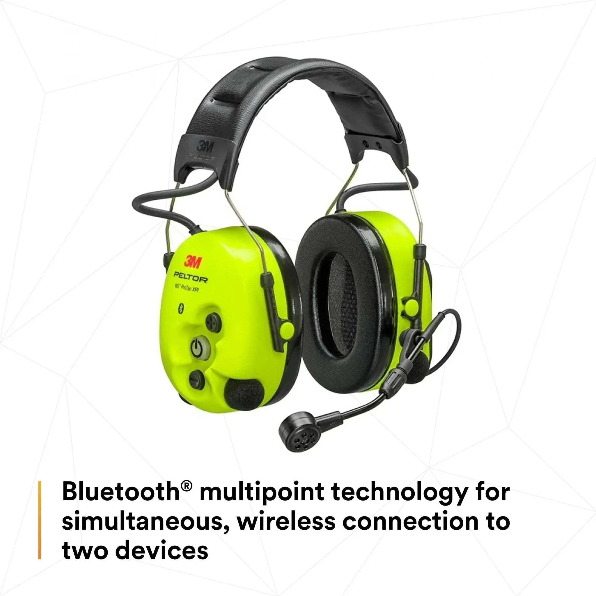 3M Peltor MT15H7AWS6 WS ProTac XPI Headset, Headband Style, Hi-Vis Yellow, bluetooth