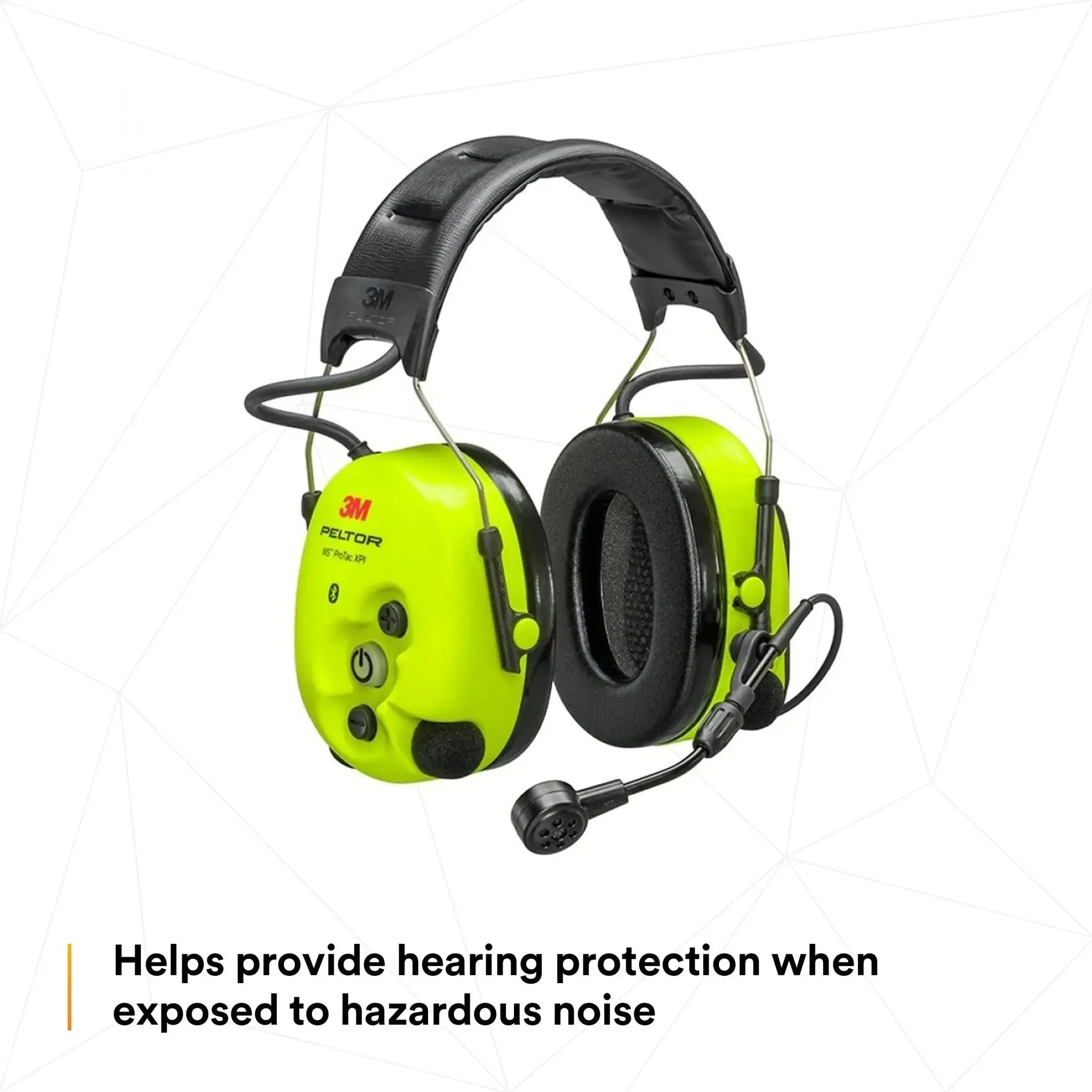 3M Peltor MT15H7AWS6 WS ProTac XPI Headset, Headband Style, Hi-Vis Yellow, helps provide hearing protection