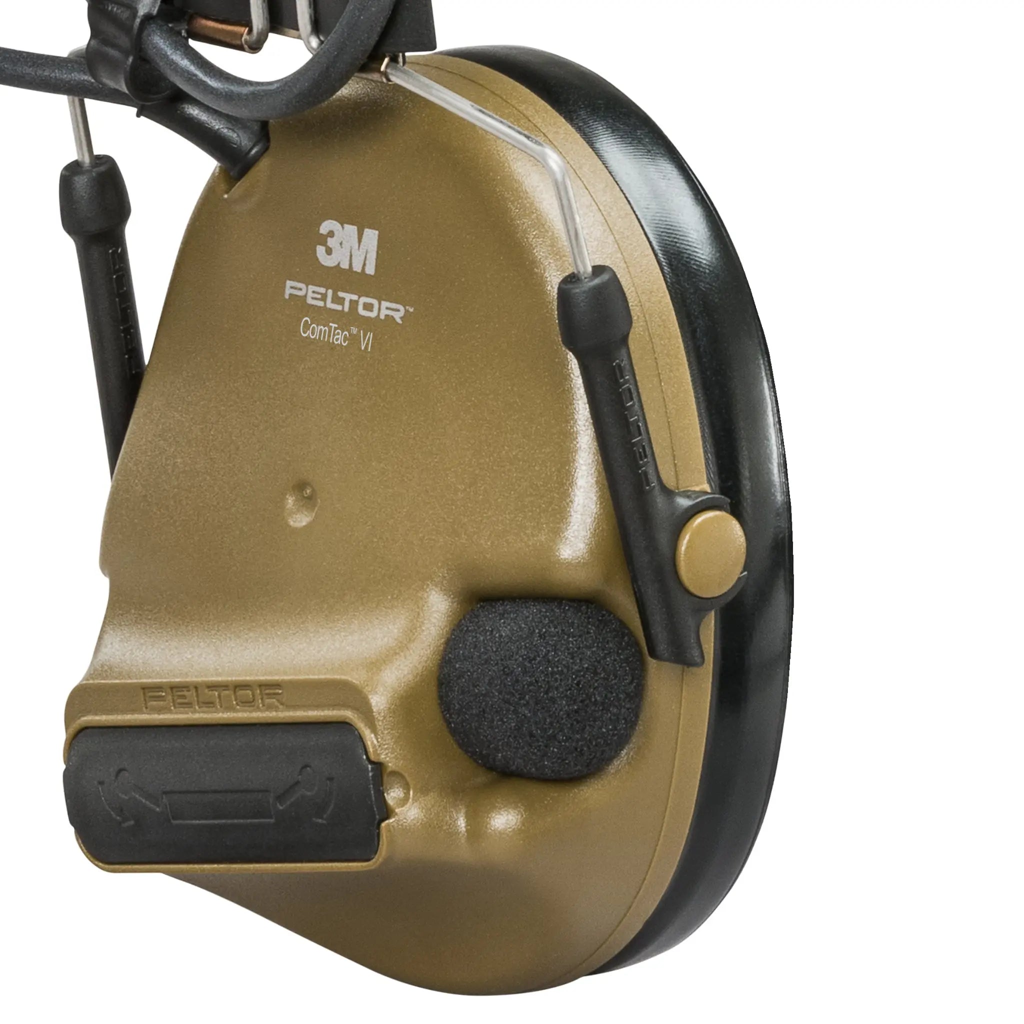 3M PELTOR MT20H682FB-09N CYS ComTac VI NIB Hearing Defender, Headband w/ included ARC, Coyote Brown, Right View