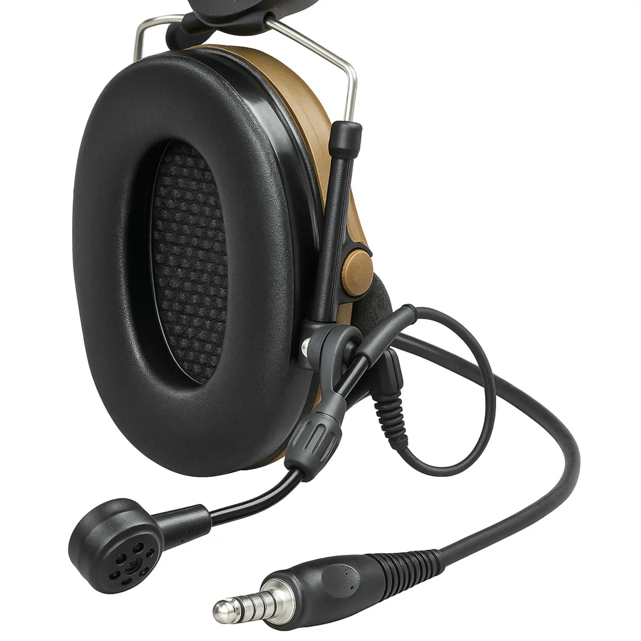 3M PELTOR MT20H682FB-19N CYS ComTac VI NIB Headset, Dual Downlead, Headband w/ included ARC, Coyote Brown, Inner Ear Muff View