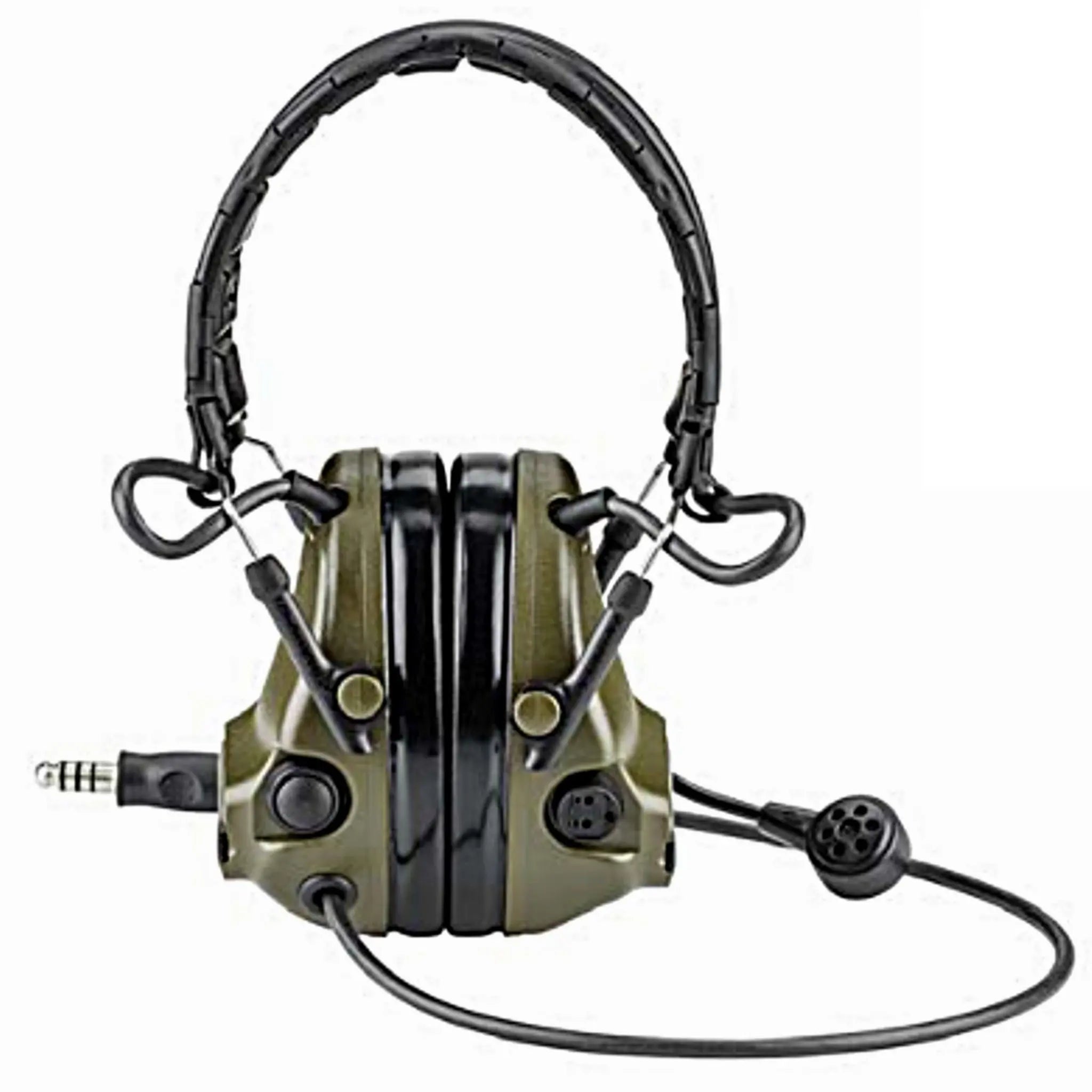 3M PELTOR MT20H682FB-47N GNS ComTac VI NIB Headset, Single Downlead, Headband w/ included ARC, Green, Front View