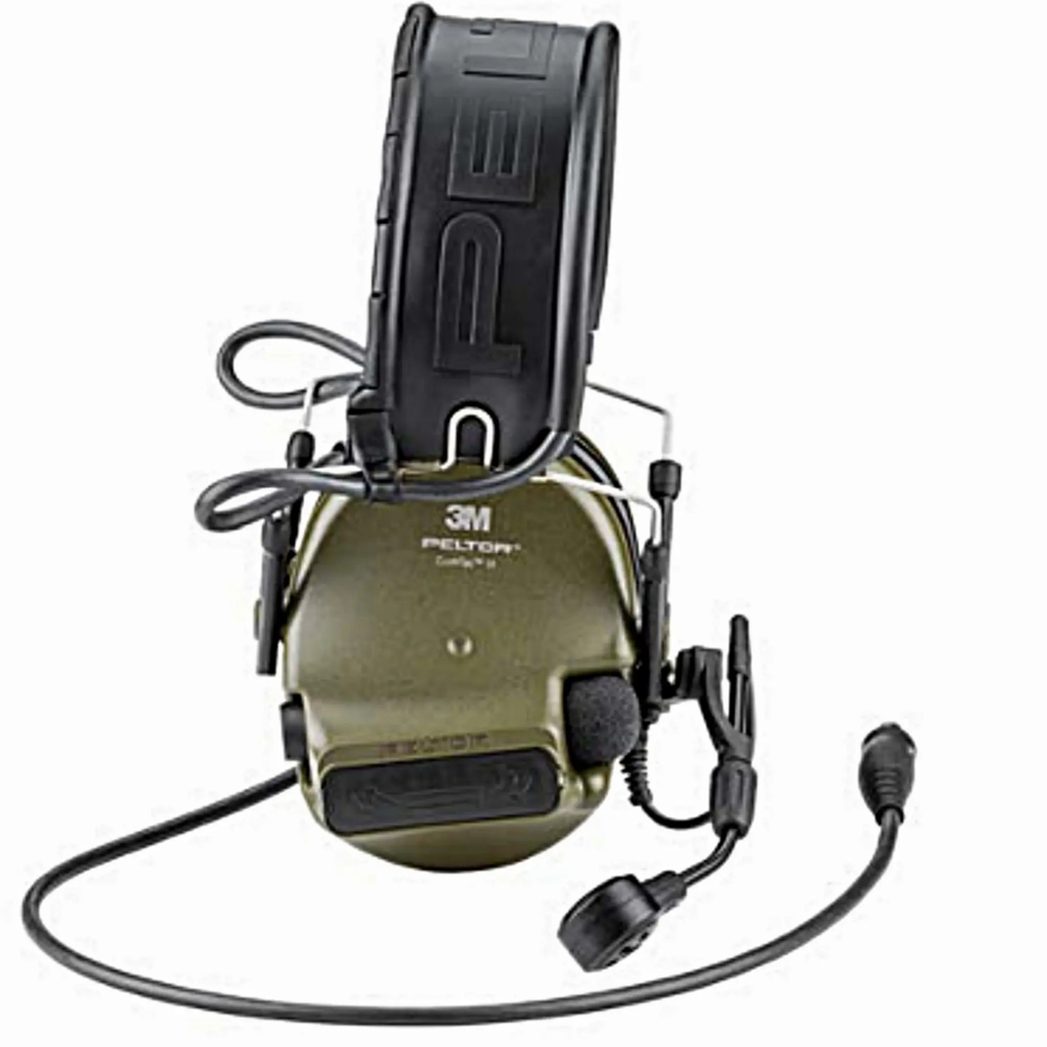 3M PELTOR MT20H682FB-47N GNS ComTac VI NIB Headset, Single Downlead, Headband w/ included ARC, Green, Side View