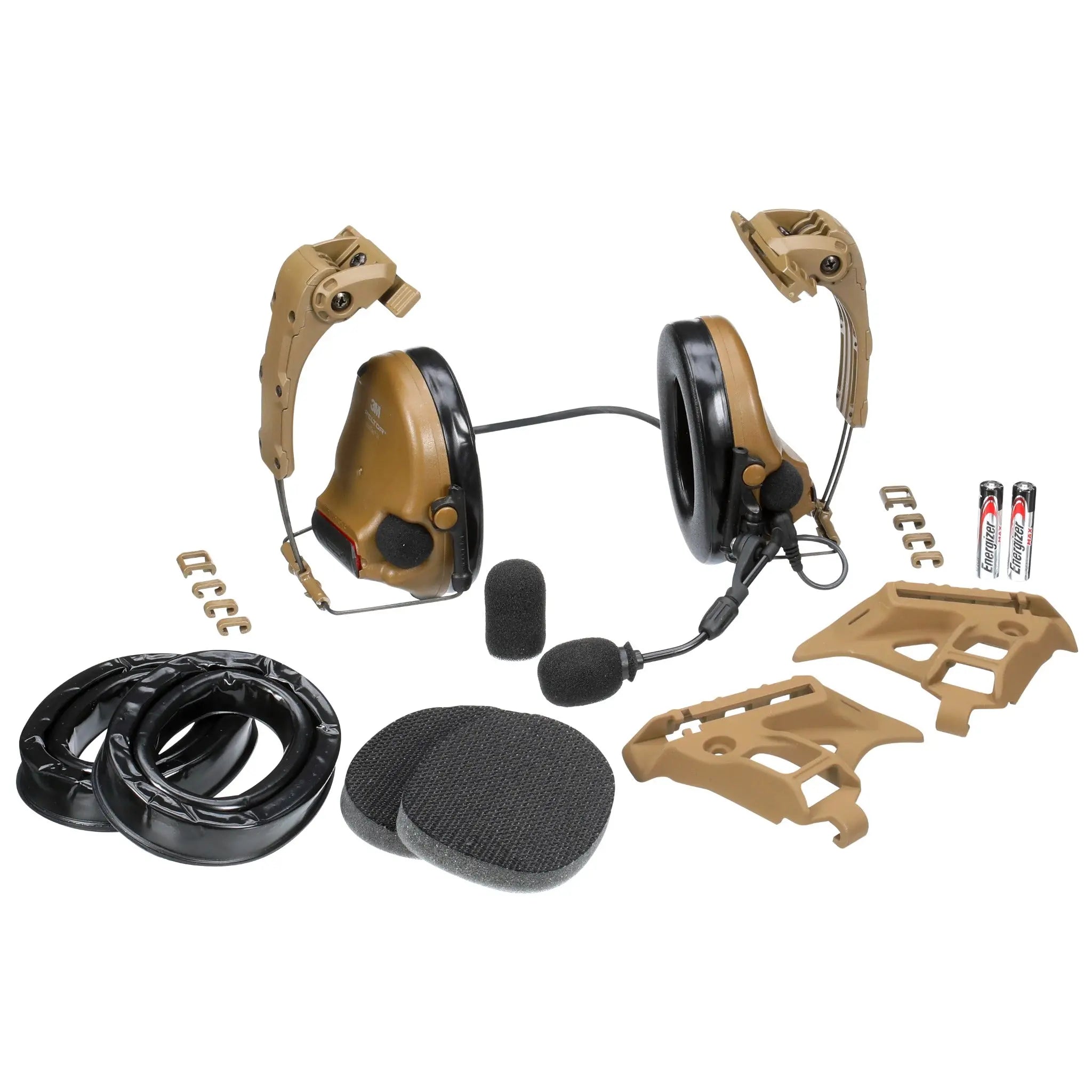 3M PELTOR MT20H682HPS-09N CY ComTac VI NIB Hearing Defender Headset, IHPS Attachment, Coyote Brown, Kit Image