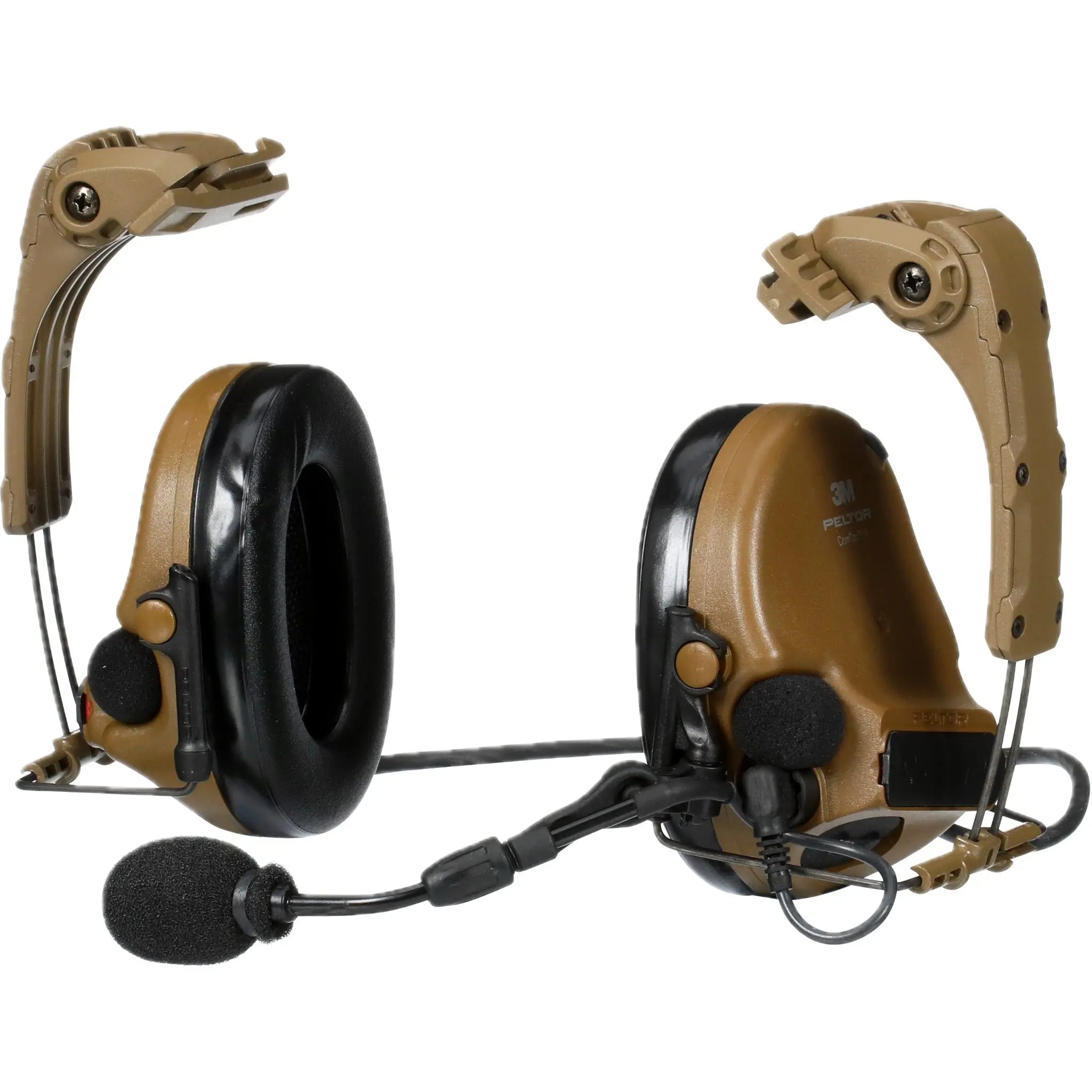 3M PELTOR MT20H682HPS-09N CY ComTac VI NIB Hearing Defender Headset, IHPS Attachment, Coyote Brown, Left side view