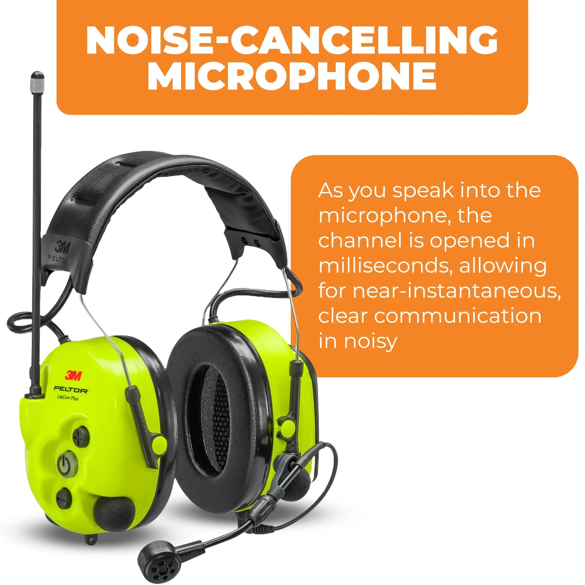 3M Peltor MT73H7A4610NA LiteCom Plus Headset, Headband Model, Noise Cancelling