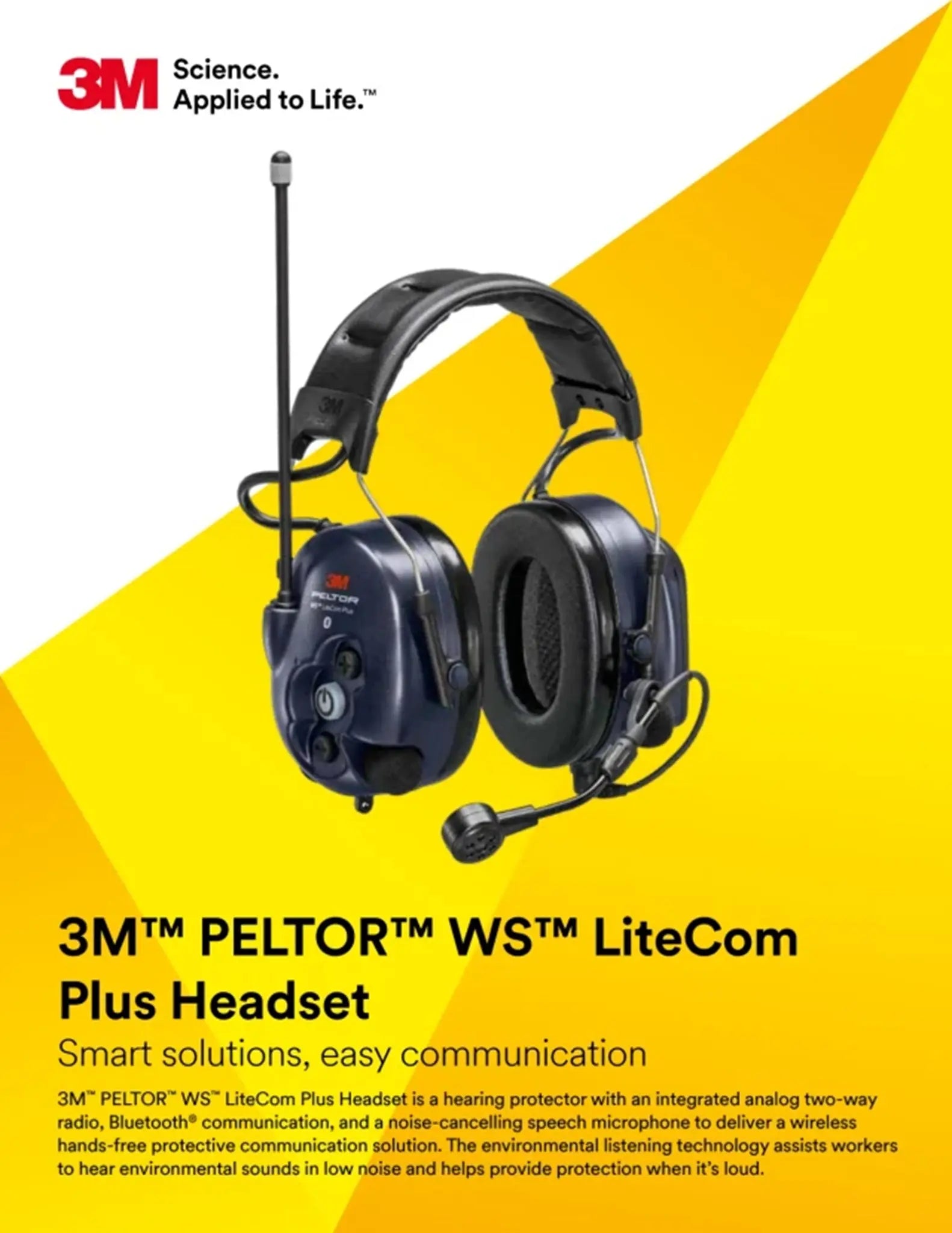 3M Peltor MT73H7P3E4610WS6NA WS LiteCom Plus Headset, Hard Hat Attachment, 2nd Image
