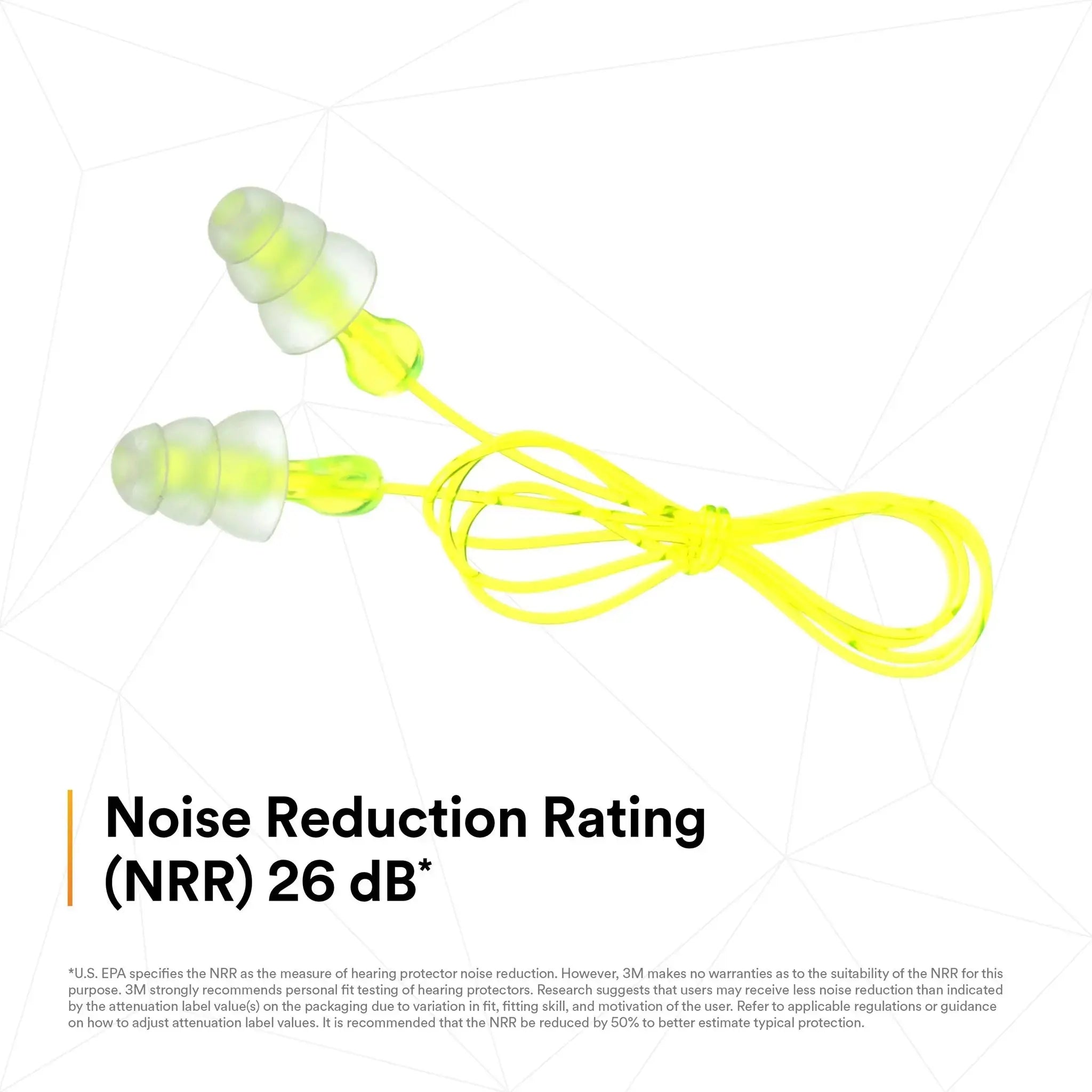 3M Peltor P3000 Next Tri-Flange Earplugs, Clear, NRR 26 dB