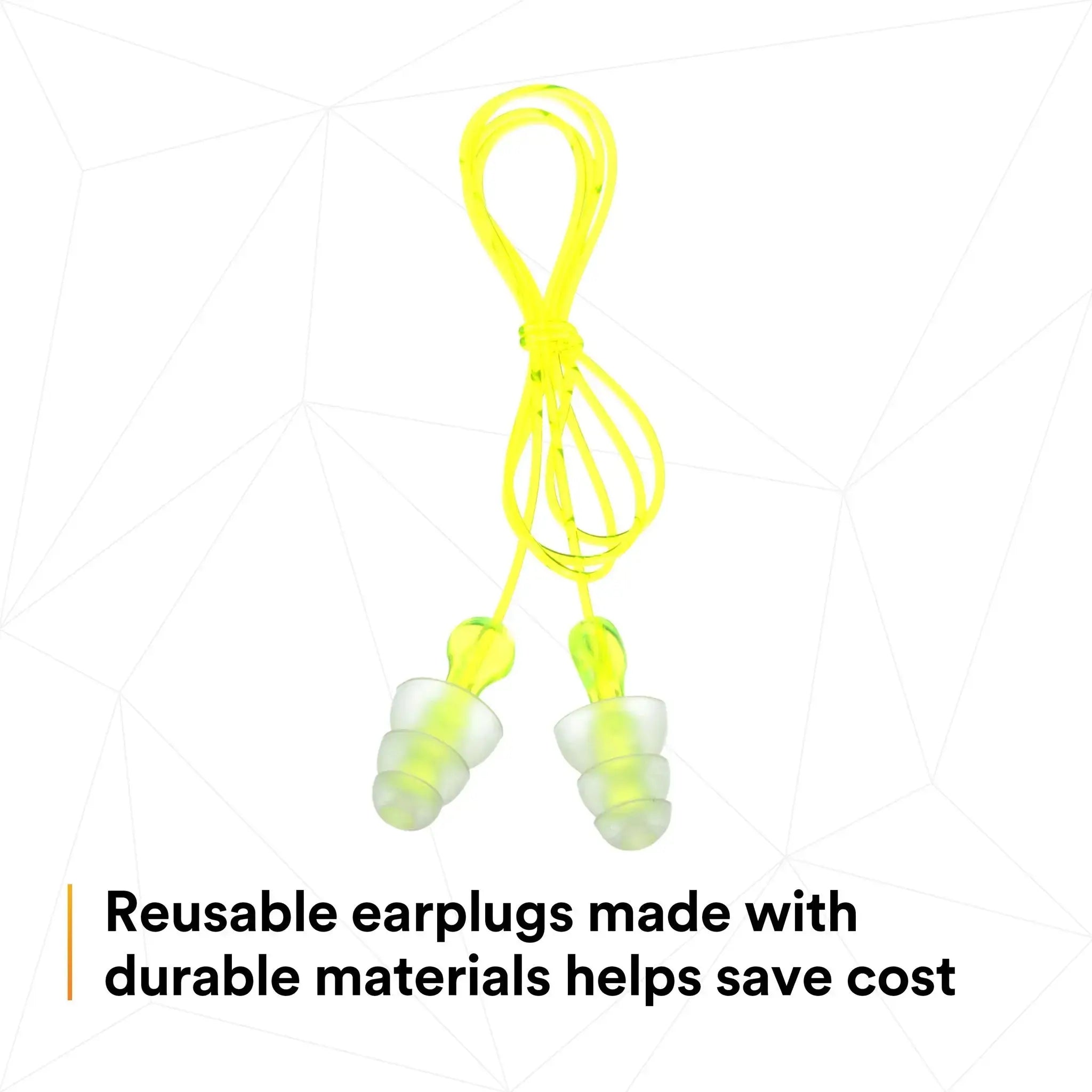 3M Peltor P3000 Next Tri-Flange Earplugs, Clear, Reusable