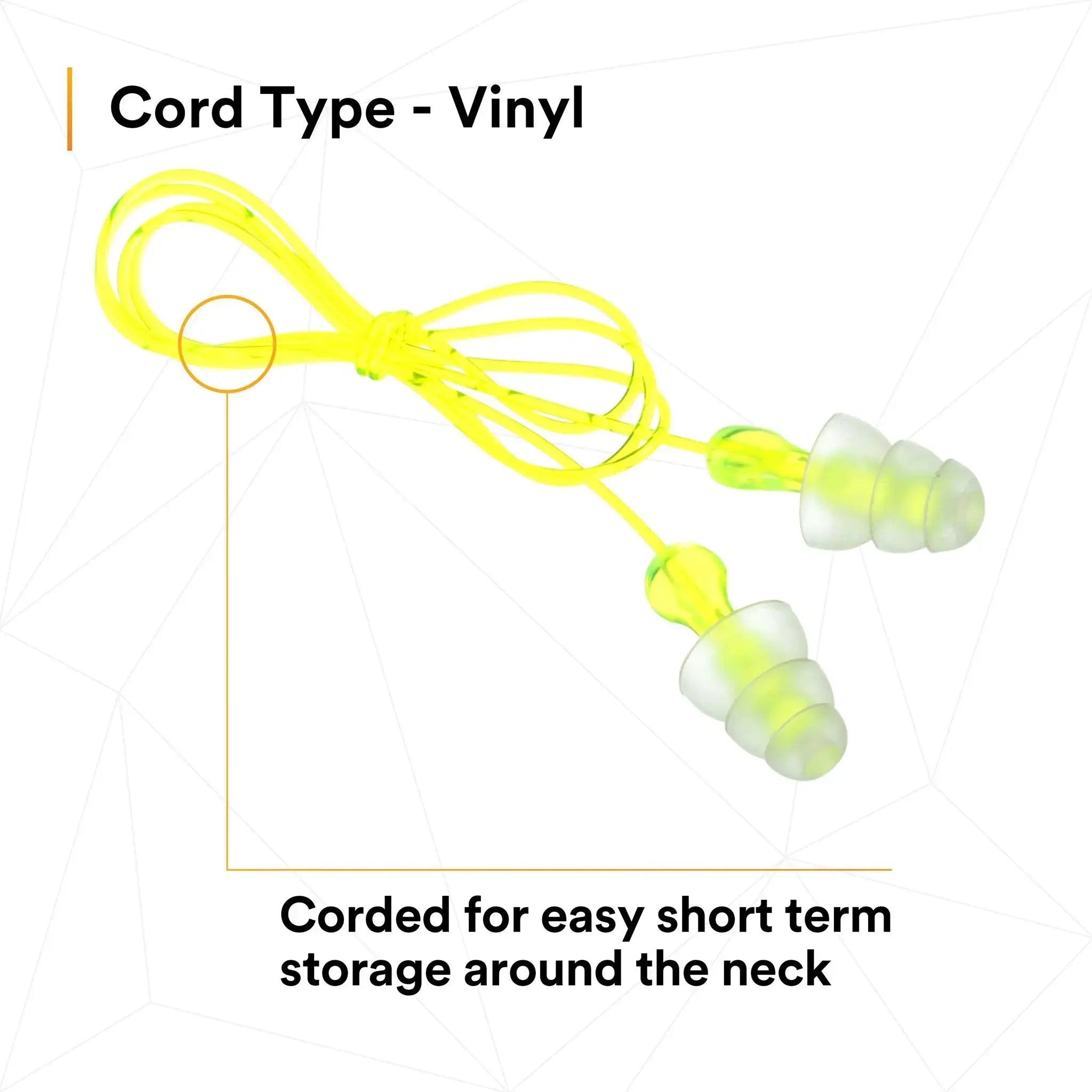 3M Peltor P3000 Next Tri-Flange Earplugs, Clear, Vinyl Cord Type
