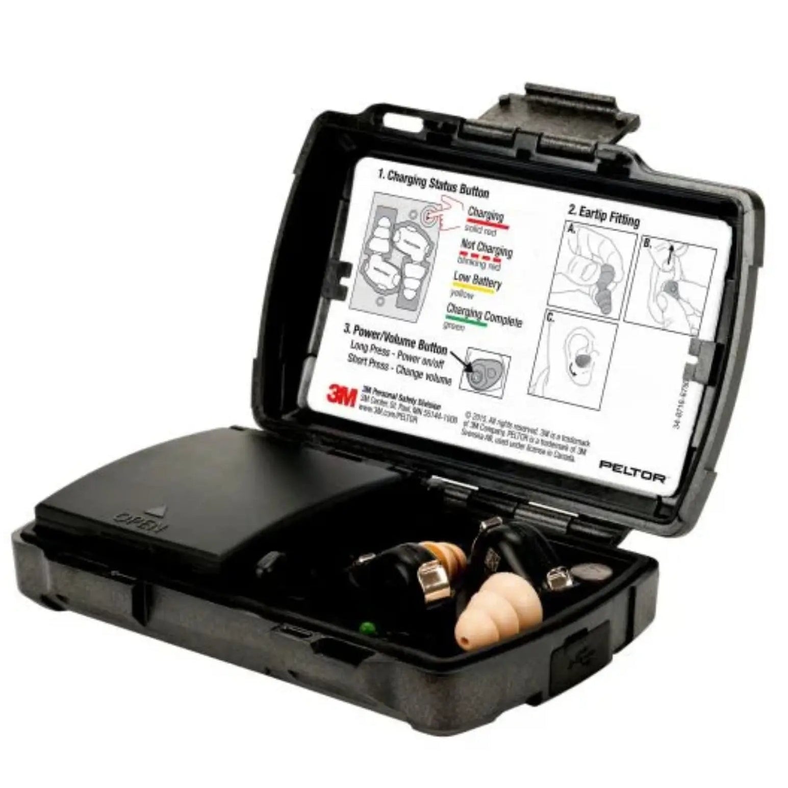 3M PELTOR TEP-200 Tactical Earplug Kit, Black, Universal, 1 Kit, Main Image