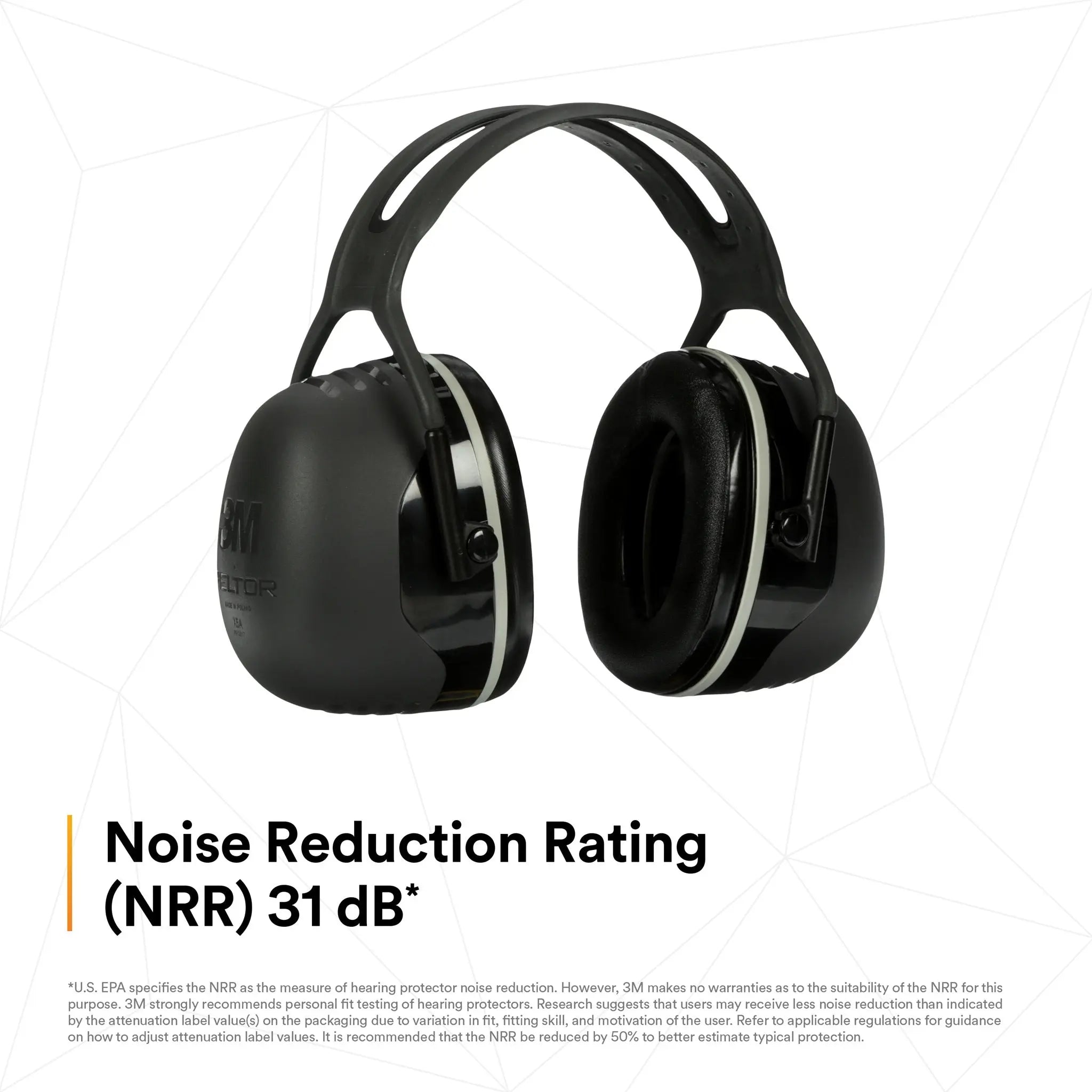 3M Peltor X5A Over-the-Head Earmuffs, Black, NRR 31 dB