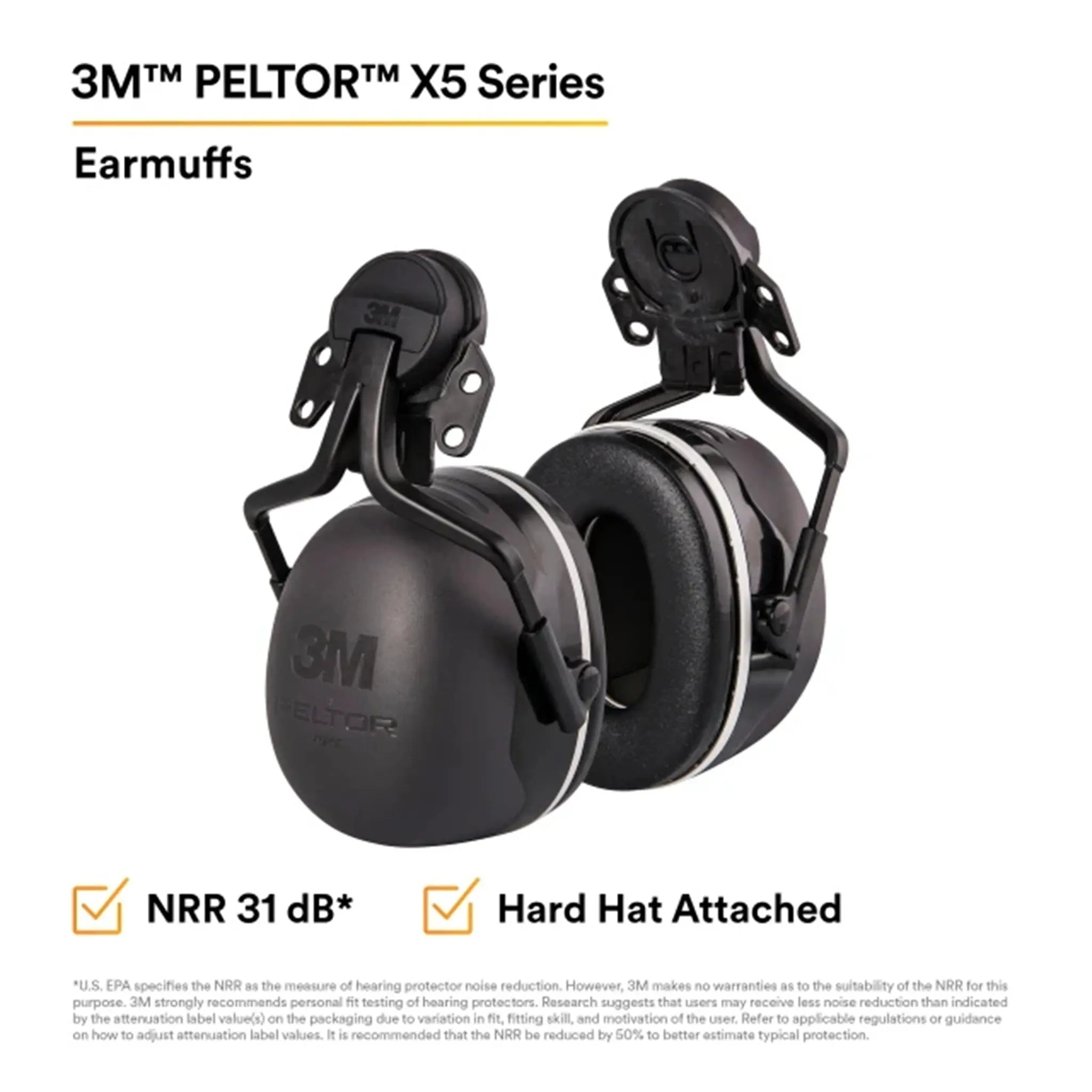 3M Peltor X5P5E Helmet Attached Earmuffs, Electrically Insulated, 1 Each