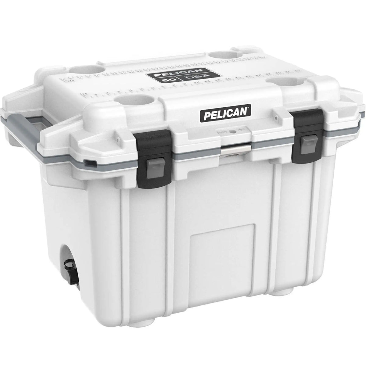 Pelican 50Q-1-WHTGRY Elite Cooler, White/Gray, 1 Each, Side