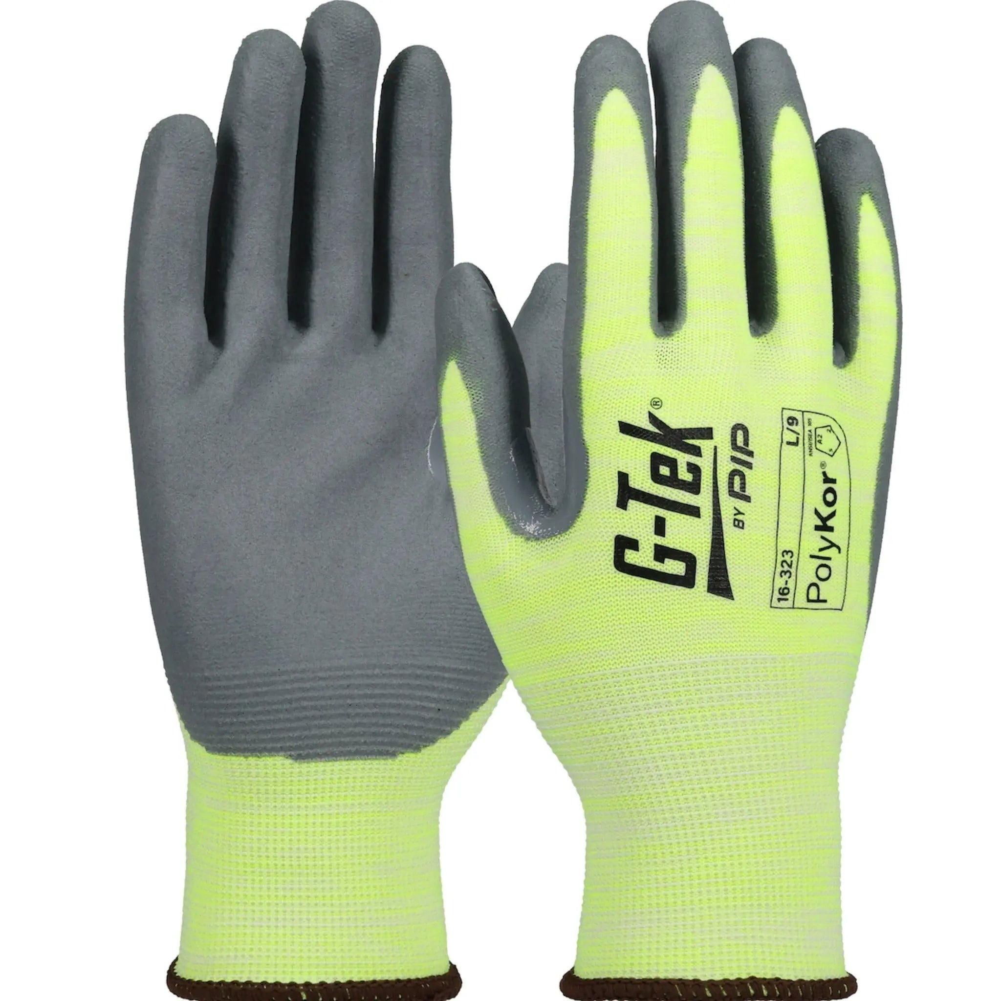 PIP G-Tek 16-323 PolyKor Hi Vis Seamless Knit Blended Glove with Nitrile Coated Foam Grip_Main-Image