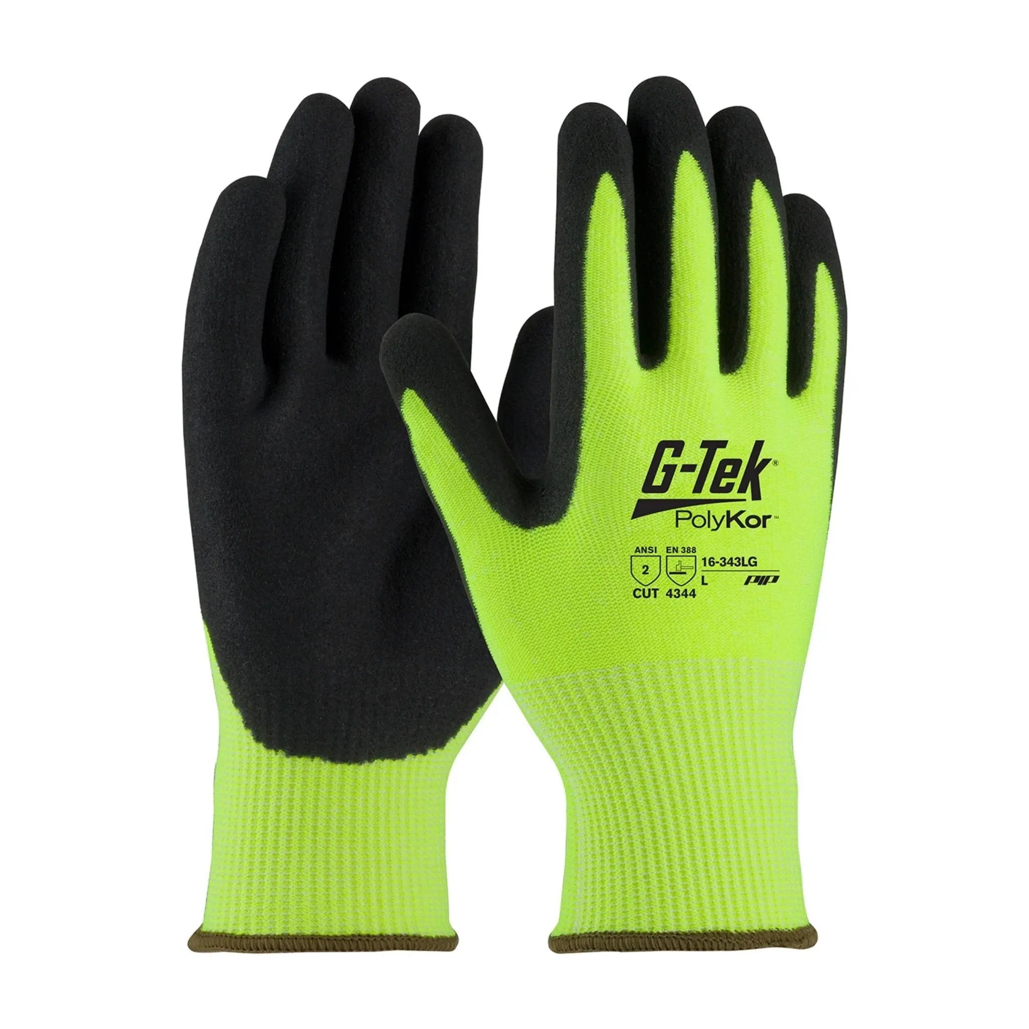 PIP G-Tek PolyKor 16-343LG Hi-Vis Seamless Knit PolyKor Nitrile Coated Grip Glove_Main_Image