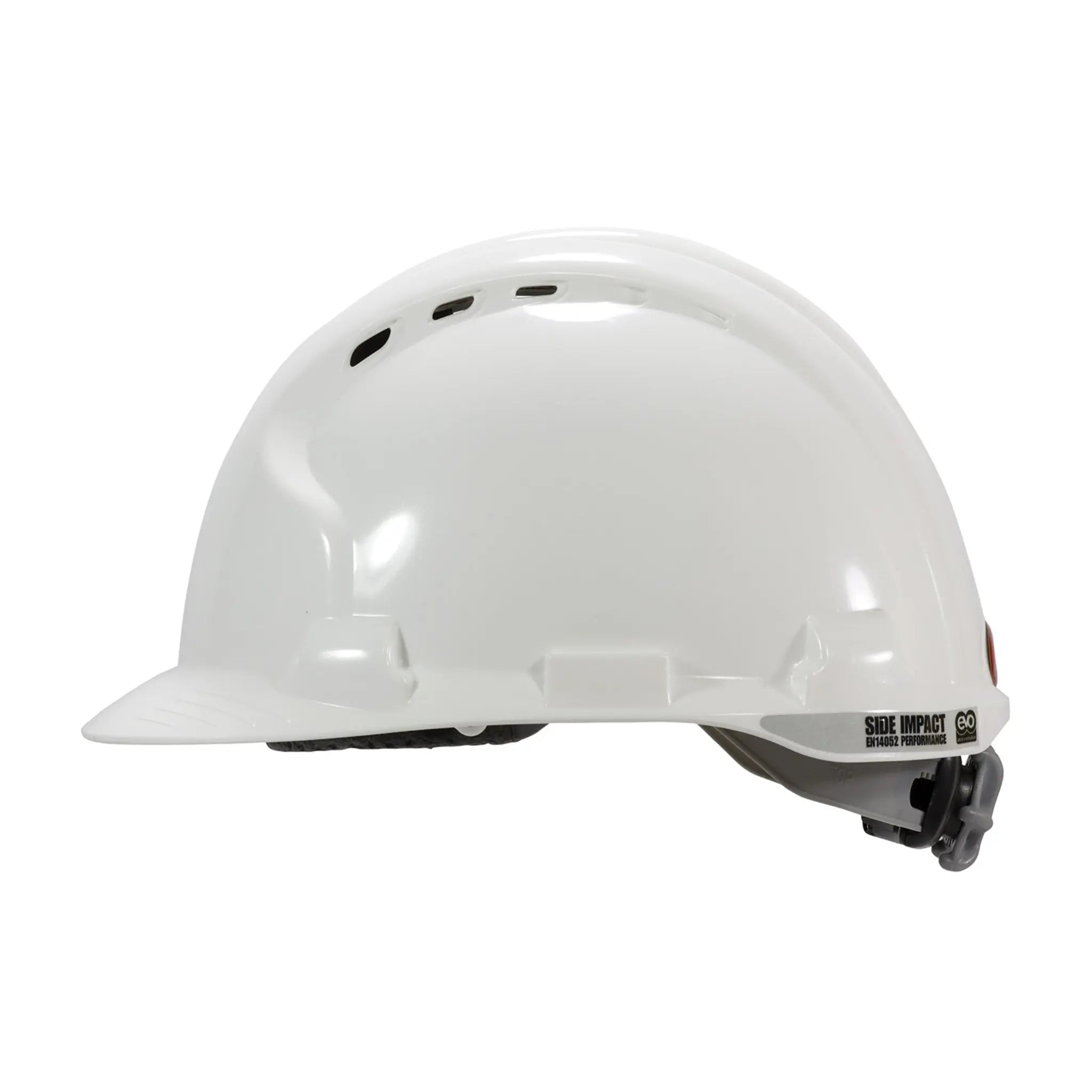 PIP MK8 Evolution 280-AHS150V-10 HDPE, EPS, Ratchet Vented Type II Hard Hat, White, Left