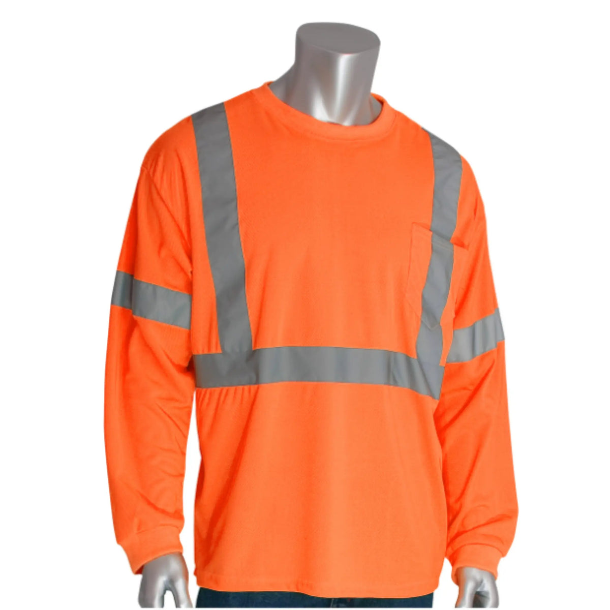 PIP 313-1300-OR/L ANSI Type R Class 3 Long Sleeve T-Shirt, Main Image