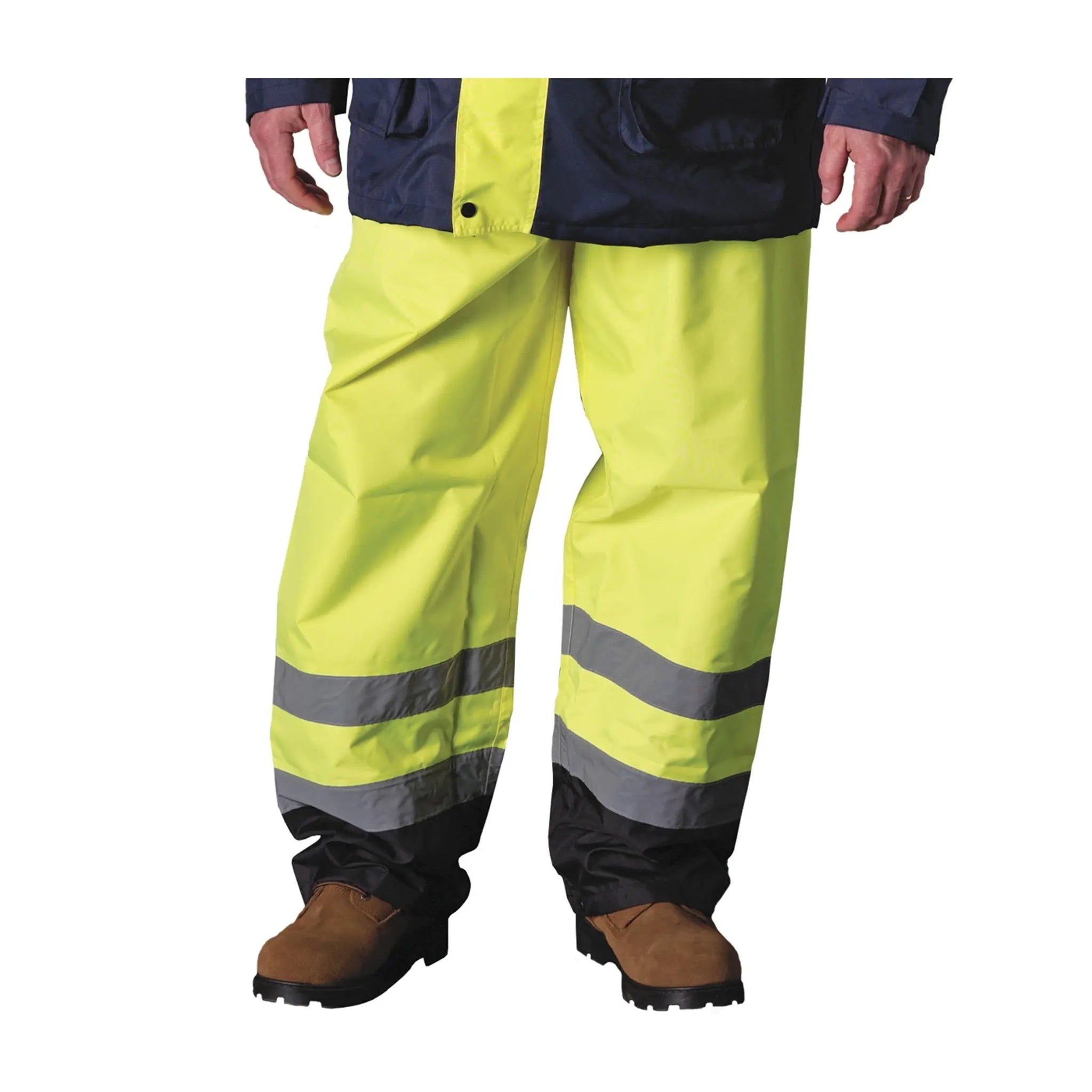 PIP 318-1757-YEL ANSI 107 Class E Value Black Trim Over Pant, Hi-Vis Yellow, 1 EachÂ