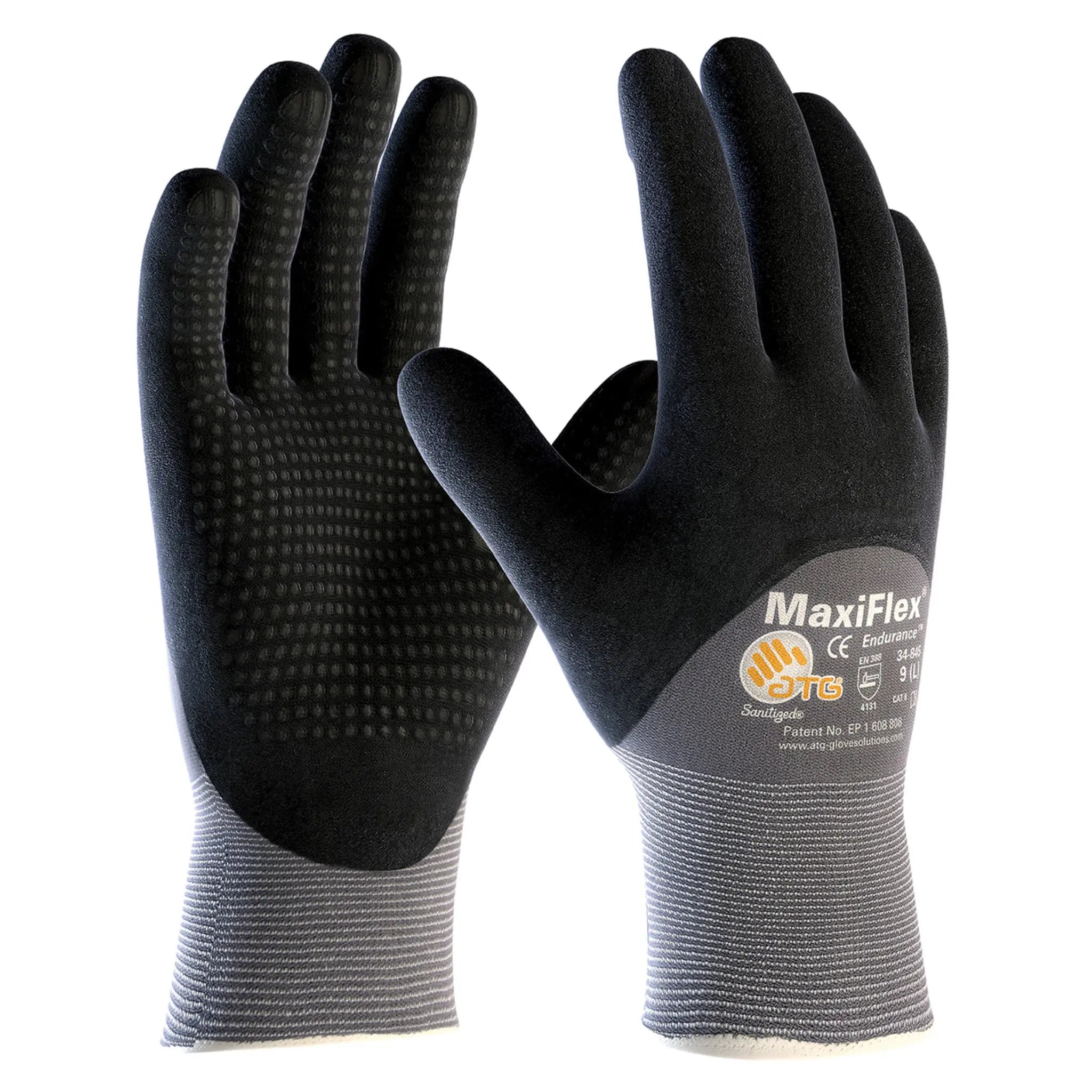PIP ATG 34-845 MaxiFlex Endurance Gloves with Dotted Palms and 3/4 Coat Nitrile Micro Foam, Gray, Main Image
