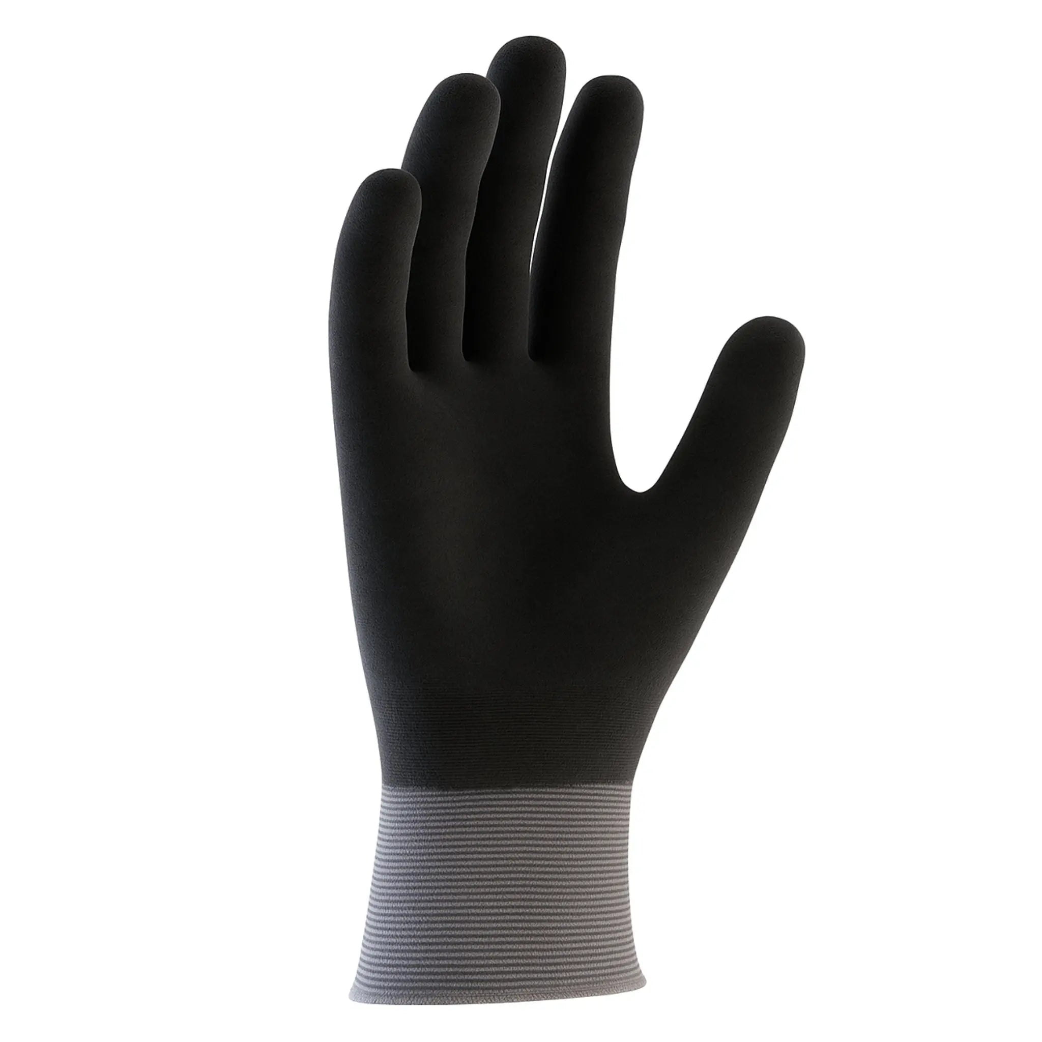 PIP ATG 34-876 MaxiFlex Ultimate Touchscreen Compatible Seamless Knit Glove with Nitrile MicroFoam Grip on Full Hand, Gray, Palm View