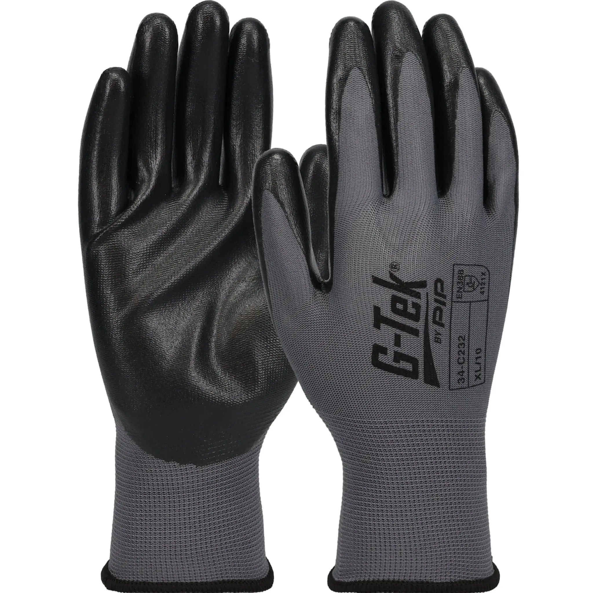 PIP G-Tek 34-C232 Economy Seamless Knit Nylon Glove with Nitrile Foam Grip, Black, Box of 12, Main Image