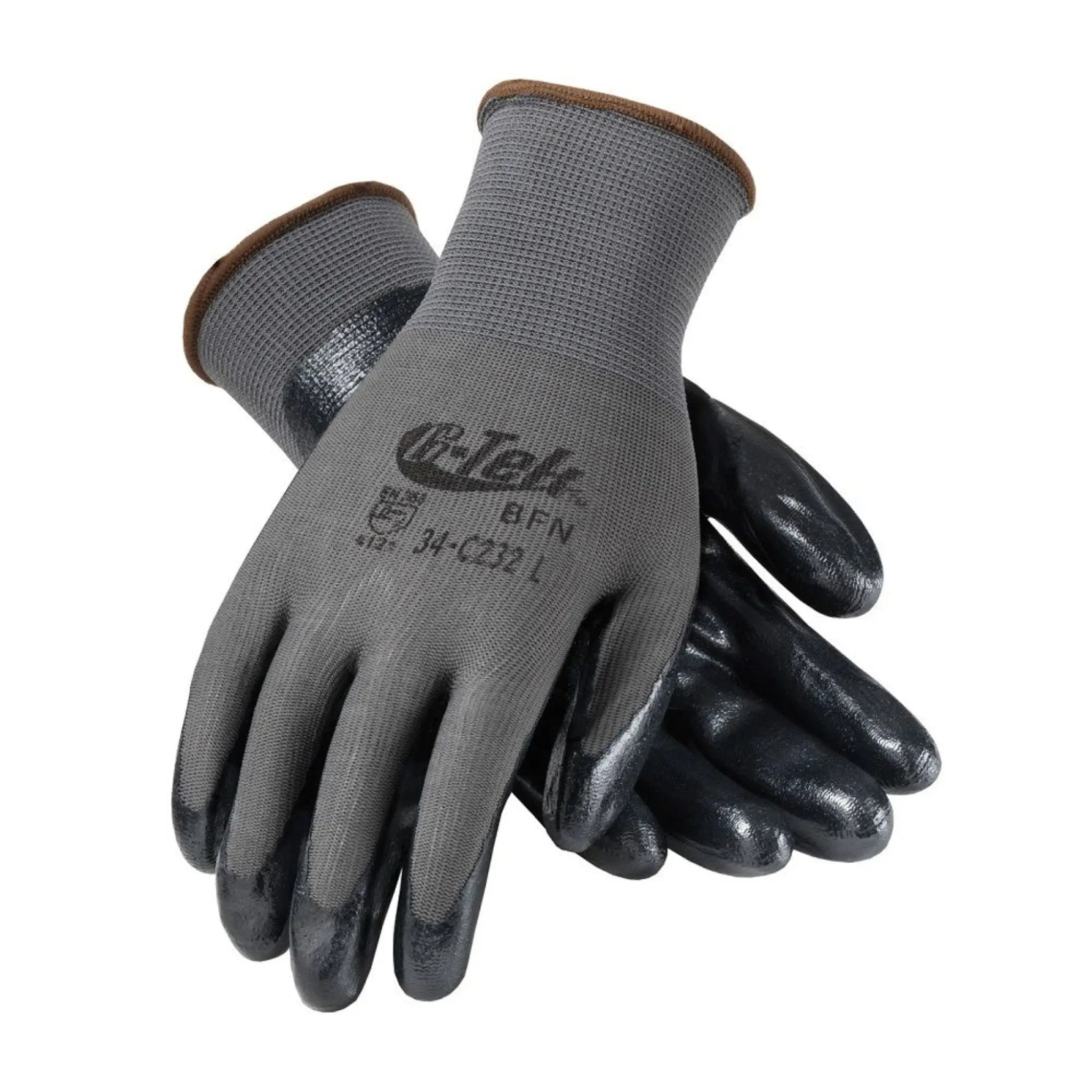 PIP G-Tek 34-C232 Economy Seamless Knit Nylon Glove with Nitrile Foam Grip, Black, Box of 12, Main Image_02