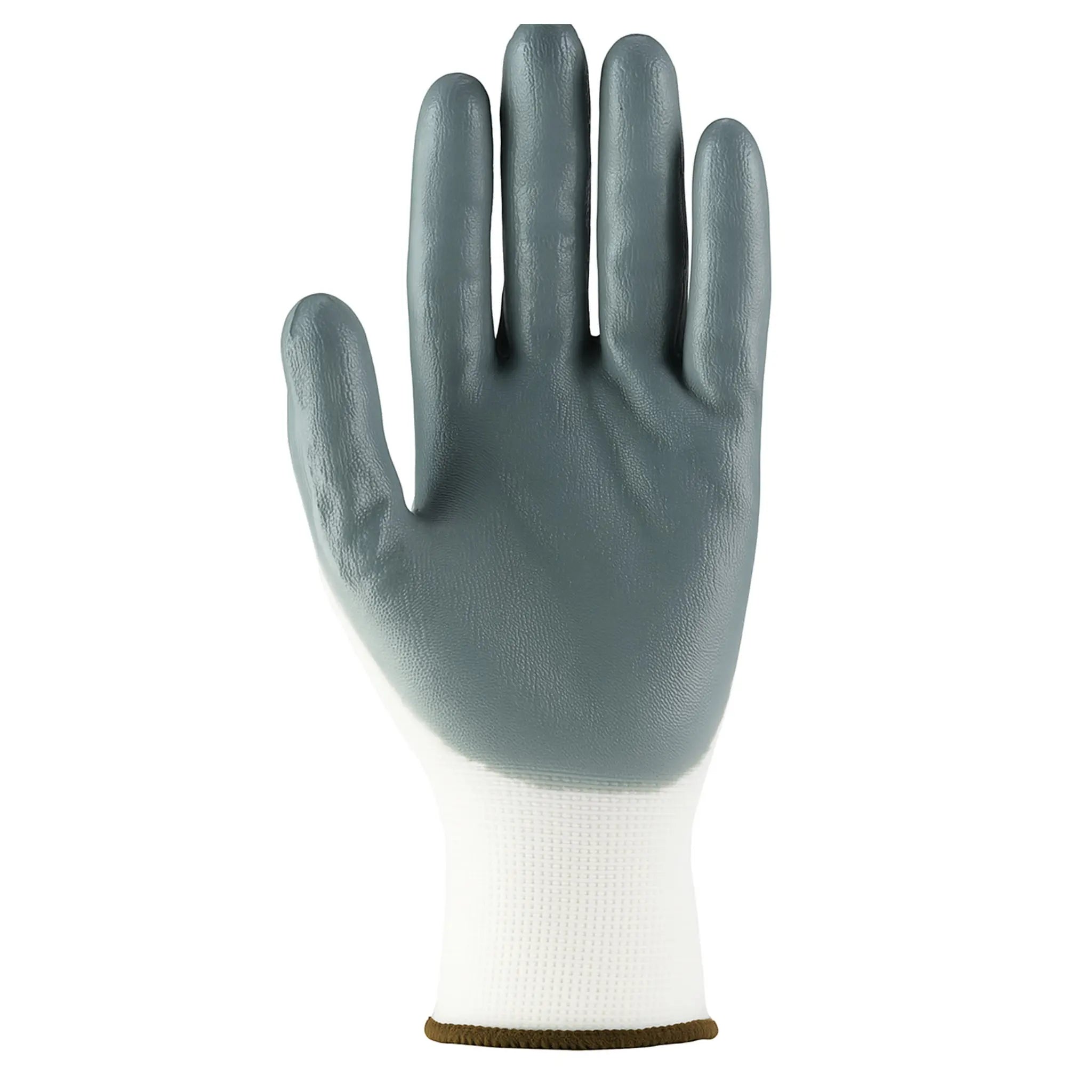 PIP G-Tek 34-C234 Seamless Knit Nylon Glove with Nitrile Coated Foam Grip on Palm and Fingers, White, Palm View