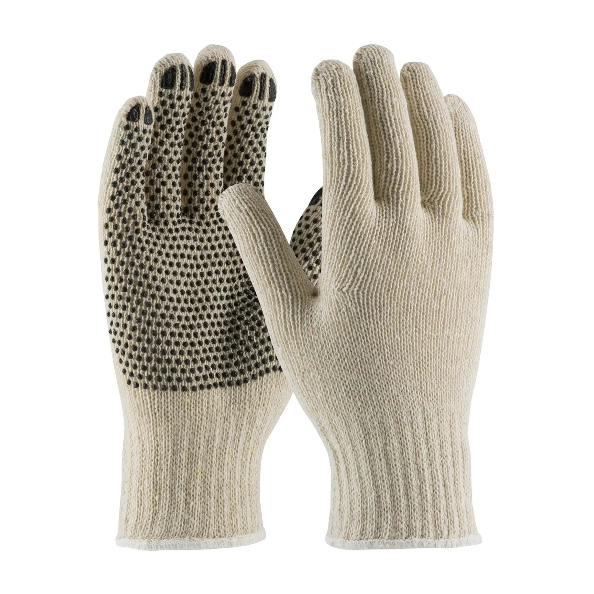 PIP 36-110PD Regular Weight String Glove with PVC Dotted Grip, Natural, Box of 12, Main Image_02
