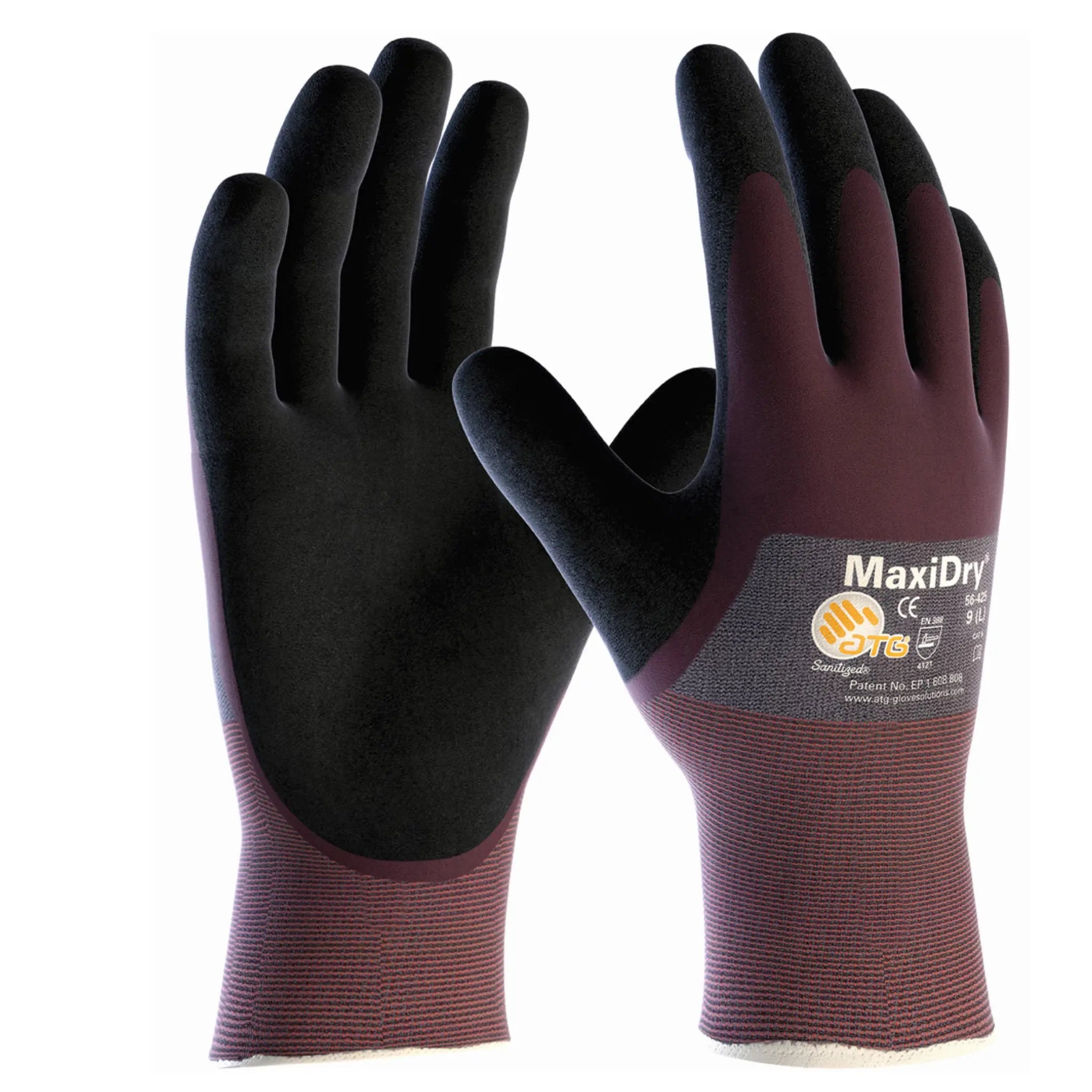 PIP MaxiDry 56-425 3/4 Coated Ultra Lightweight Nitrile Glove with Nylon Liner and Non-Slip MicroFoam Grip, Purple, Main Image