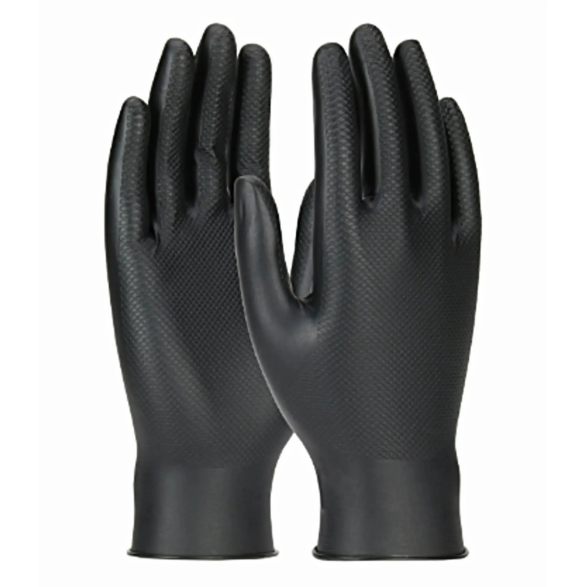 PIP Grippaz Skins 67-246 Textured Fish Scale Grip Ambidextrous Nitrile Glove, Black, Main Image